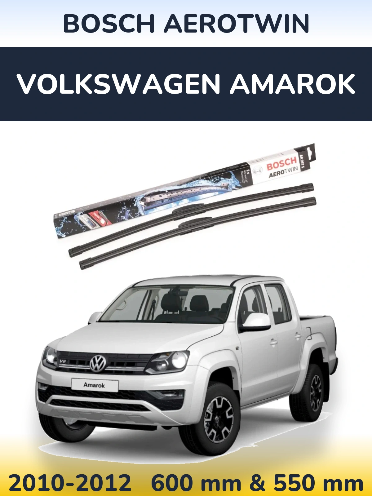 Sada předních stěračů BOSCH AeroTwin 600 a 550 mm pro Volkswagen Amarok 2010-2012