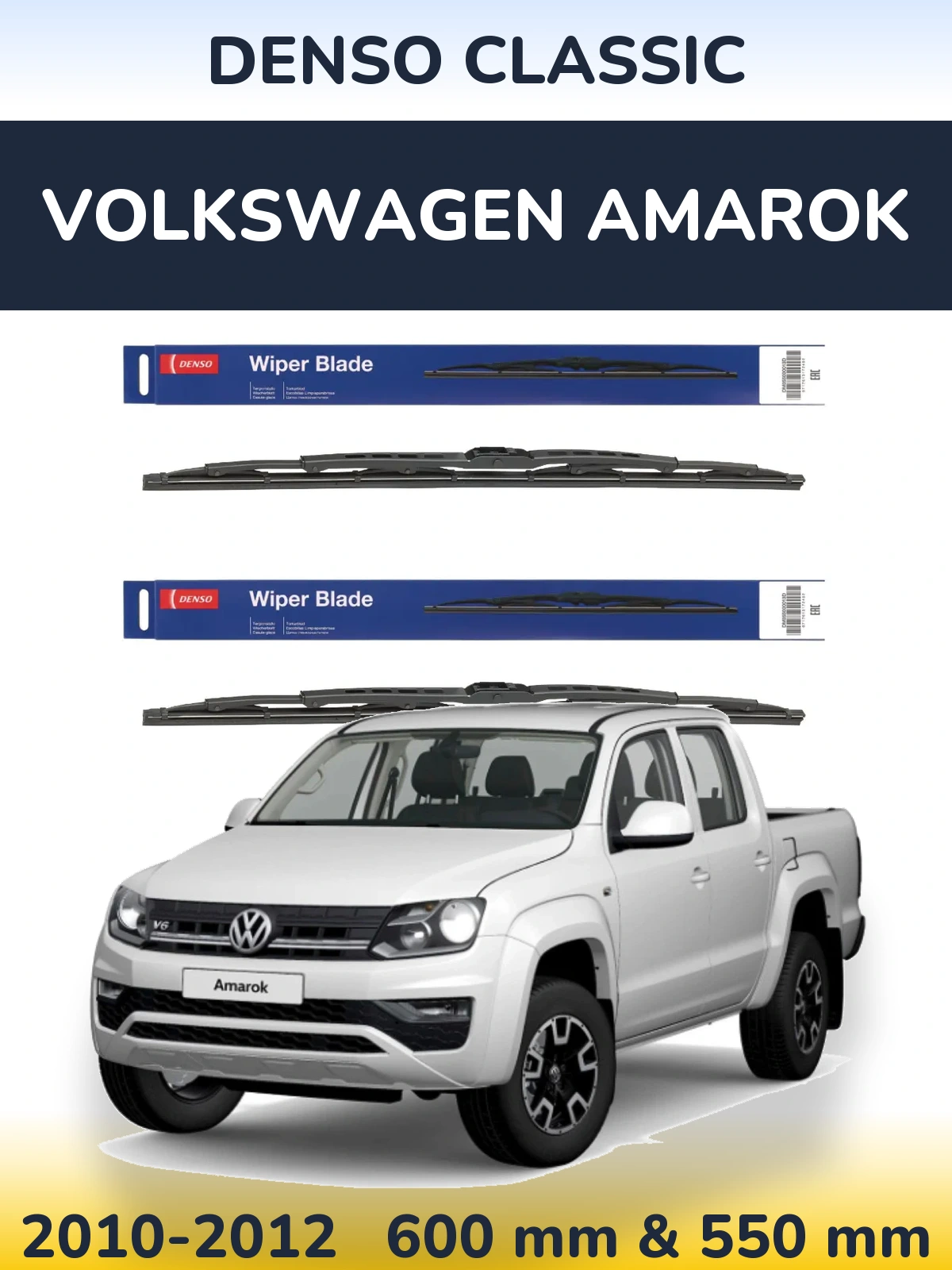 Sada předních stěračů Denso Classic 600 a 550 mm pro Volkswagen Amarok 2010-2012