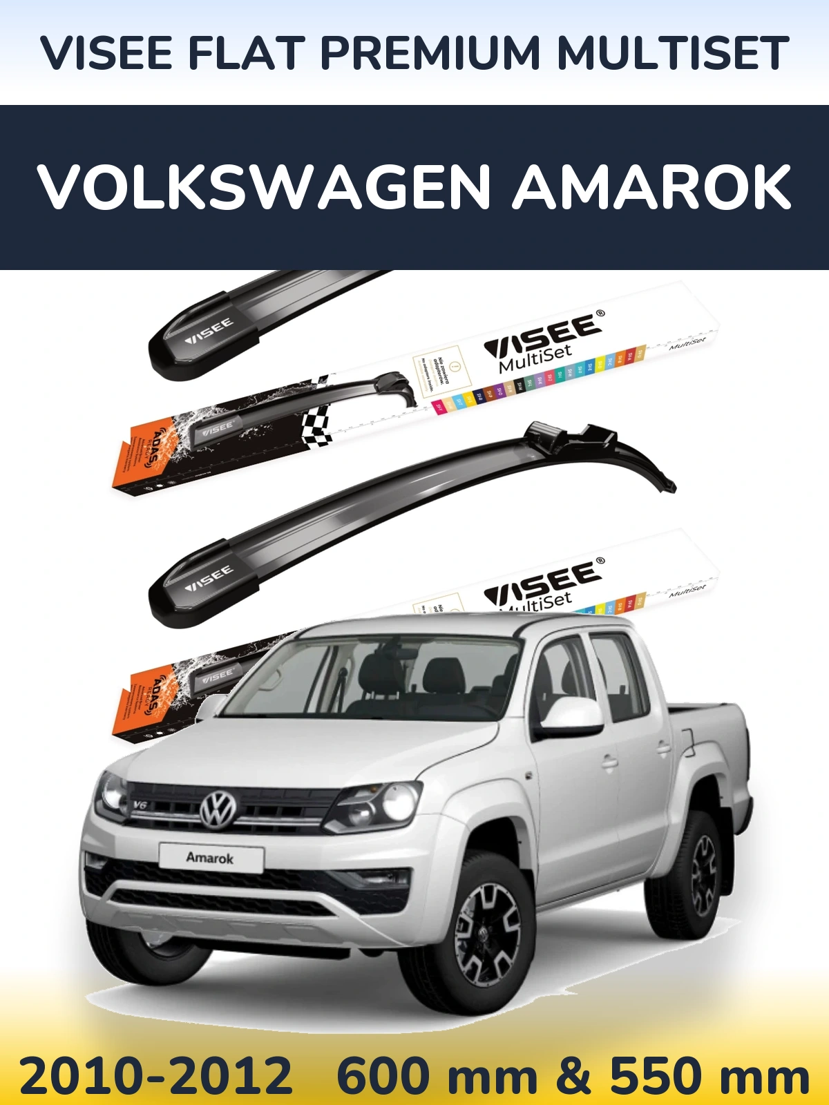 Sada předních stěračů VISEE FLAT PREMIUM MultiSet 600 a 550 mm pro Volkswagen Amarok 2010-2012