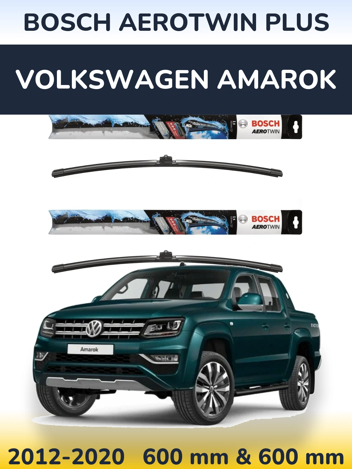Sada předních stěračů BOSCH AeroTwin Plus 600 a 600 mm pro Volkswagen Amarok 2012-2020