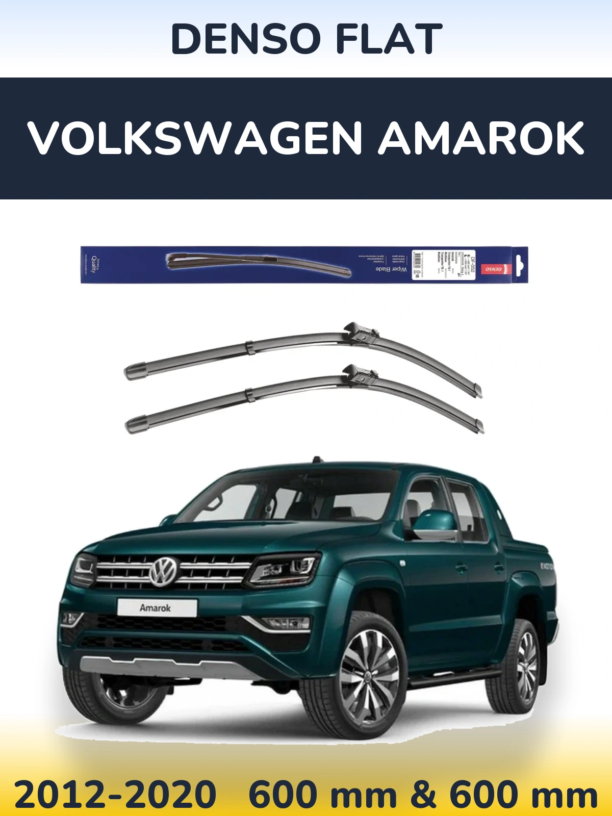 Sada předních stěračů Denso Flat 600 a 600 mm pro Volkswagen Amarok 2012-2020