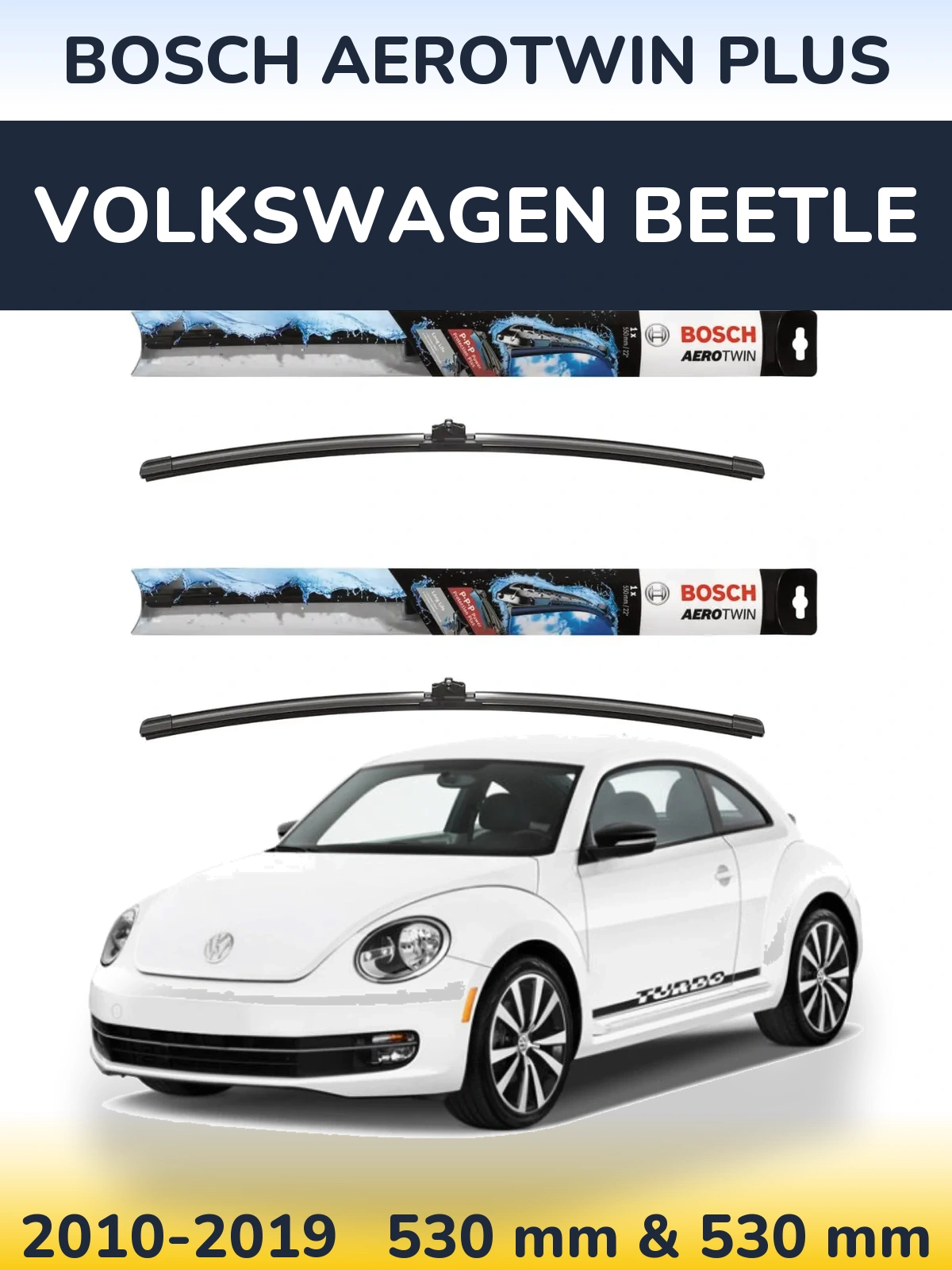 Sada předních stěračů BOSCH AeroTwin Plus 530 a 530 mm pro Volkswagen Beetle 2010-2019