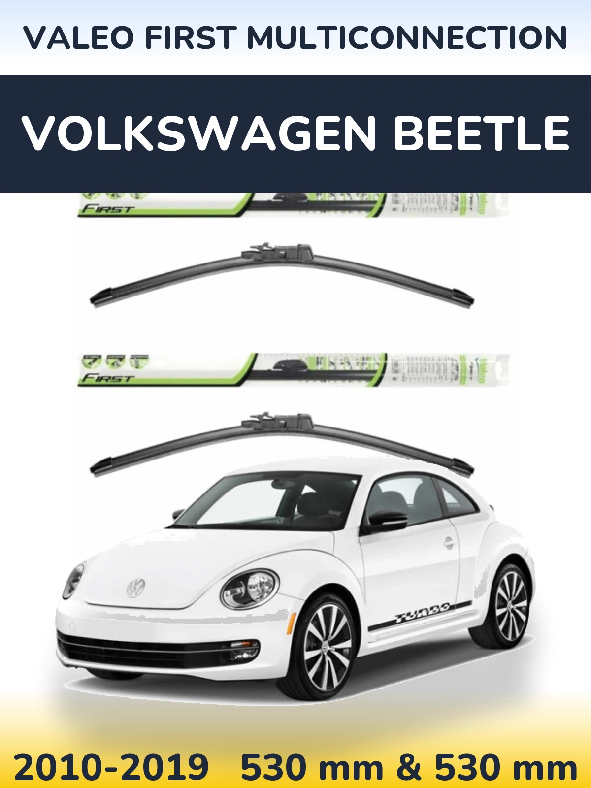 Sada předních stěračů Valeo First MultiConnection 530 a 530 mm pro Volkswagen Beetle 2010-2019