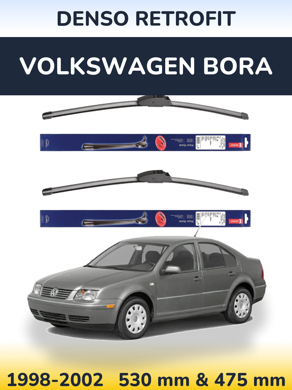 Sada předních stěračů Denso Retrofit 530 a 475 mm pro Volkswagen Bora 1998-2002