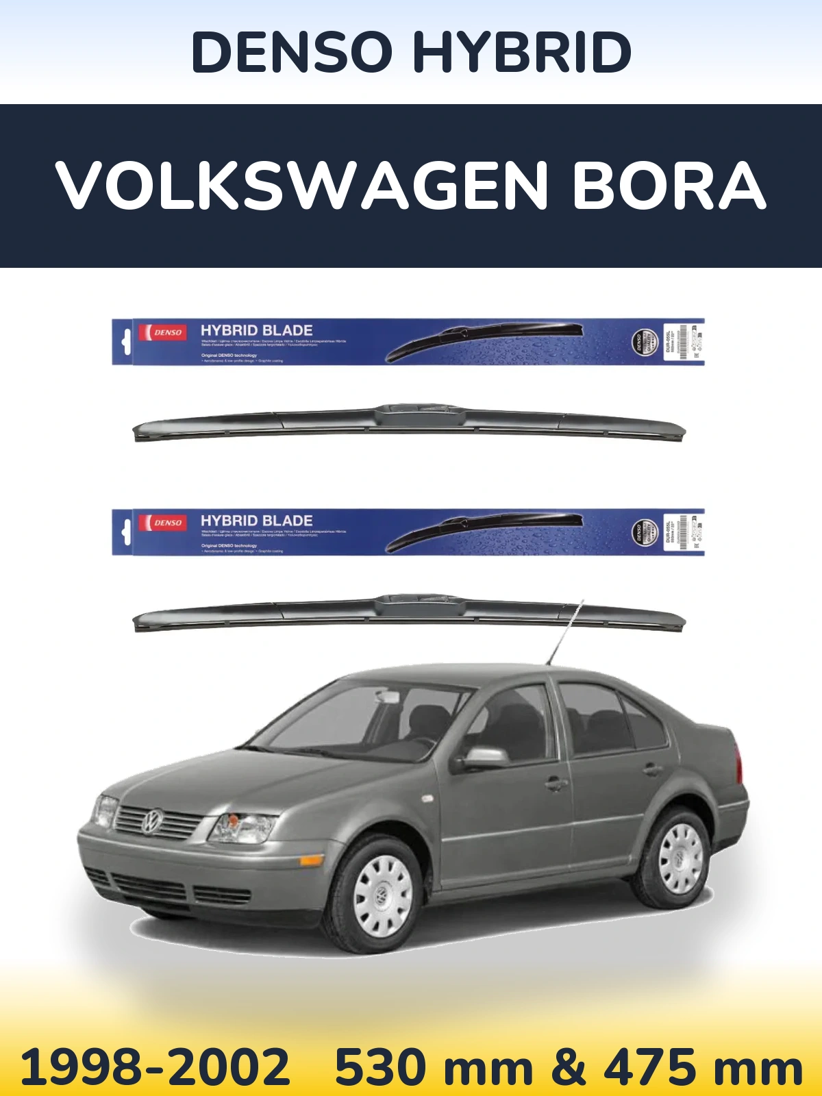 Sada předních stěračů Denso Hybrid 530 a 475 mm pro Volkswagen Bora 1998-2002