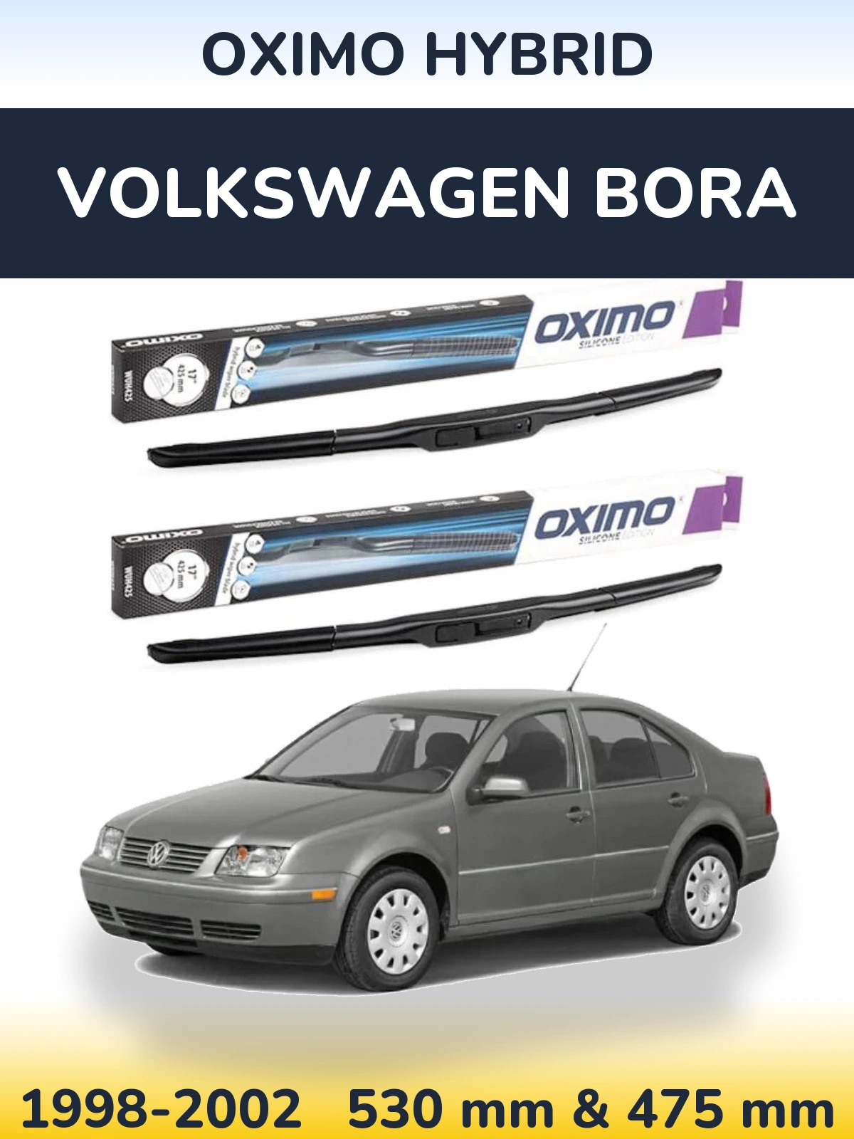 Sada předních stěračů Oximo Hybrid 530 a 475 mm pro Volkswagen Bora 1998-2002