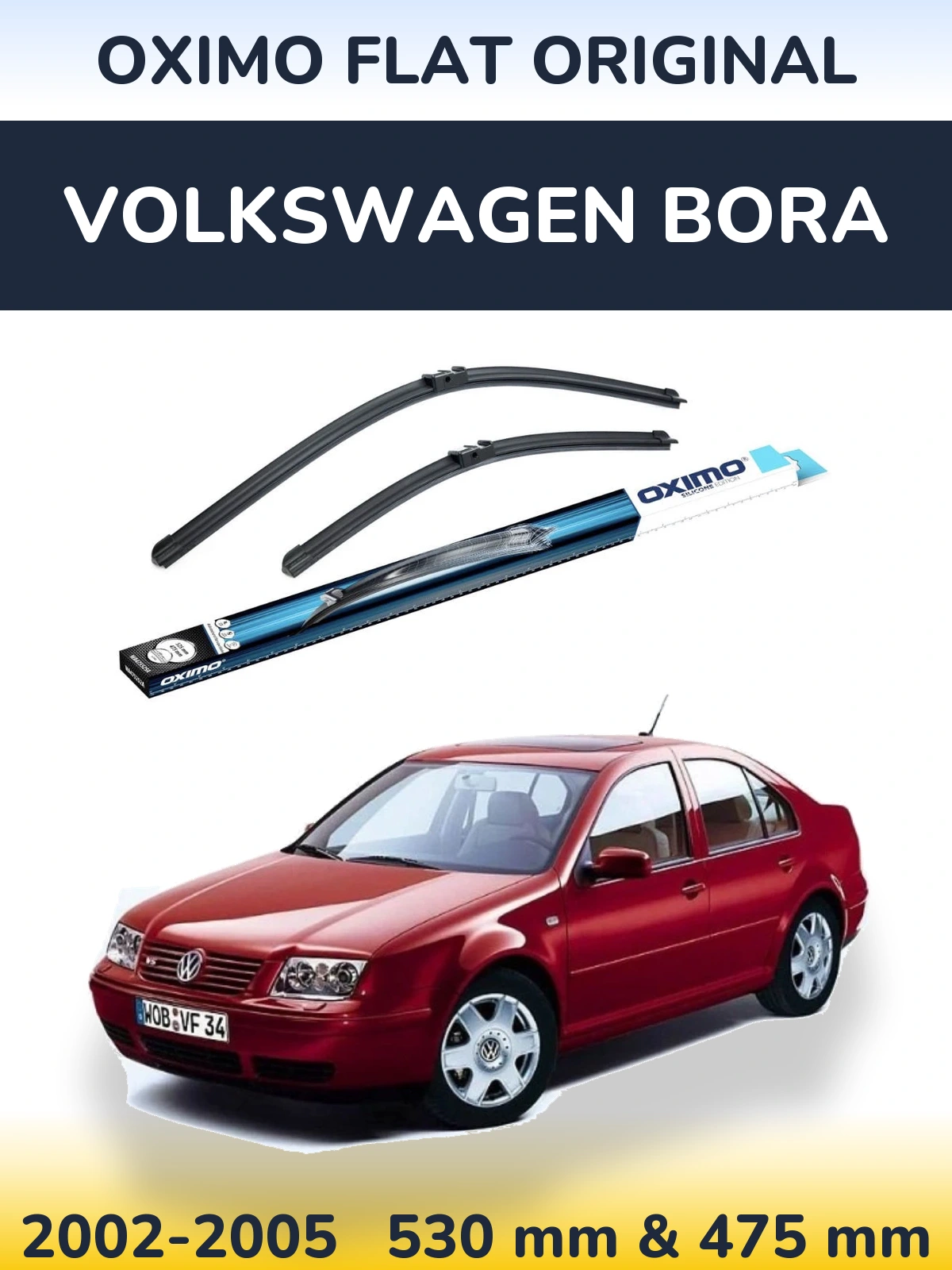 Sada předních stěračů Oximo Flat Original 530 a 475 mm pro Volkswagen Bora 2002-2005