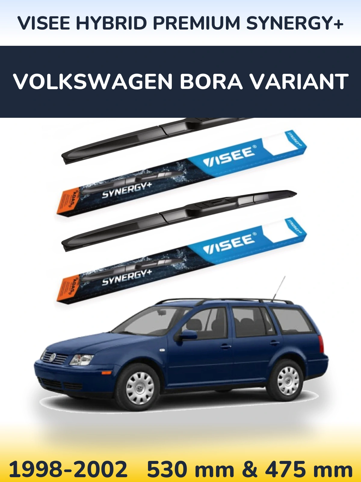Sada předních stěračů VISEE HYBRID PREMIUM SYNERGY+ 530 a 475 mm pro Volkswagen Bora Variant 1998-2002