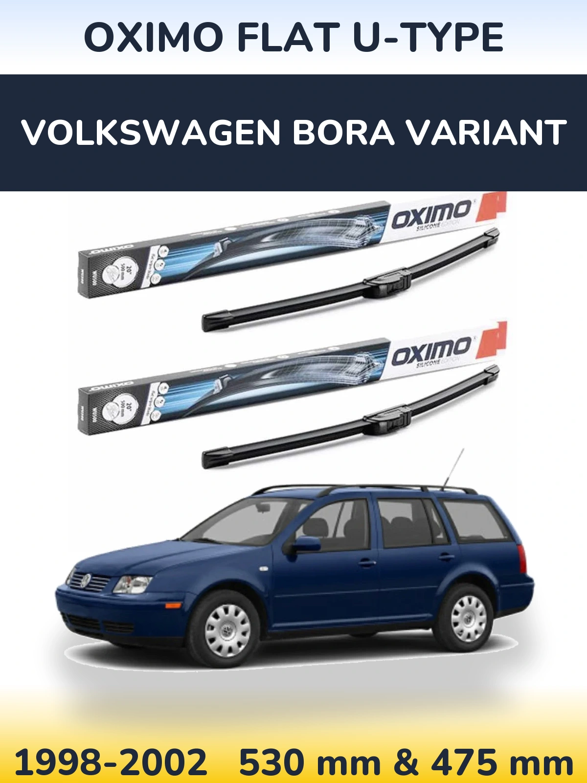 Sada předních stěračů Oximo Flat U-type 530 a 475 mm pro Volkswagen Bora Variant 1998-2002