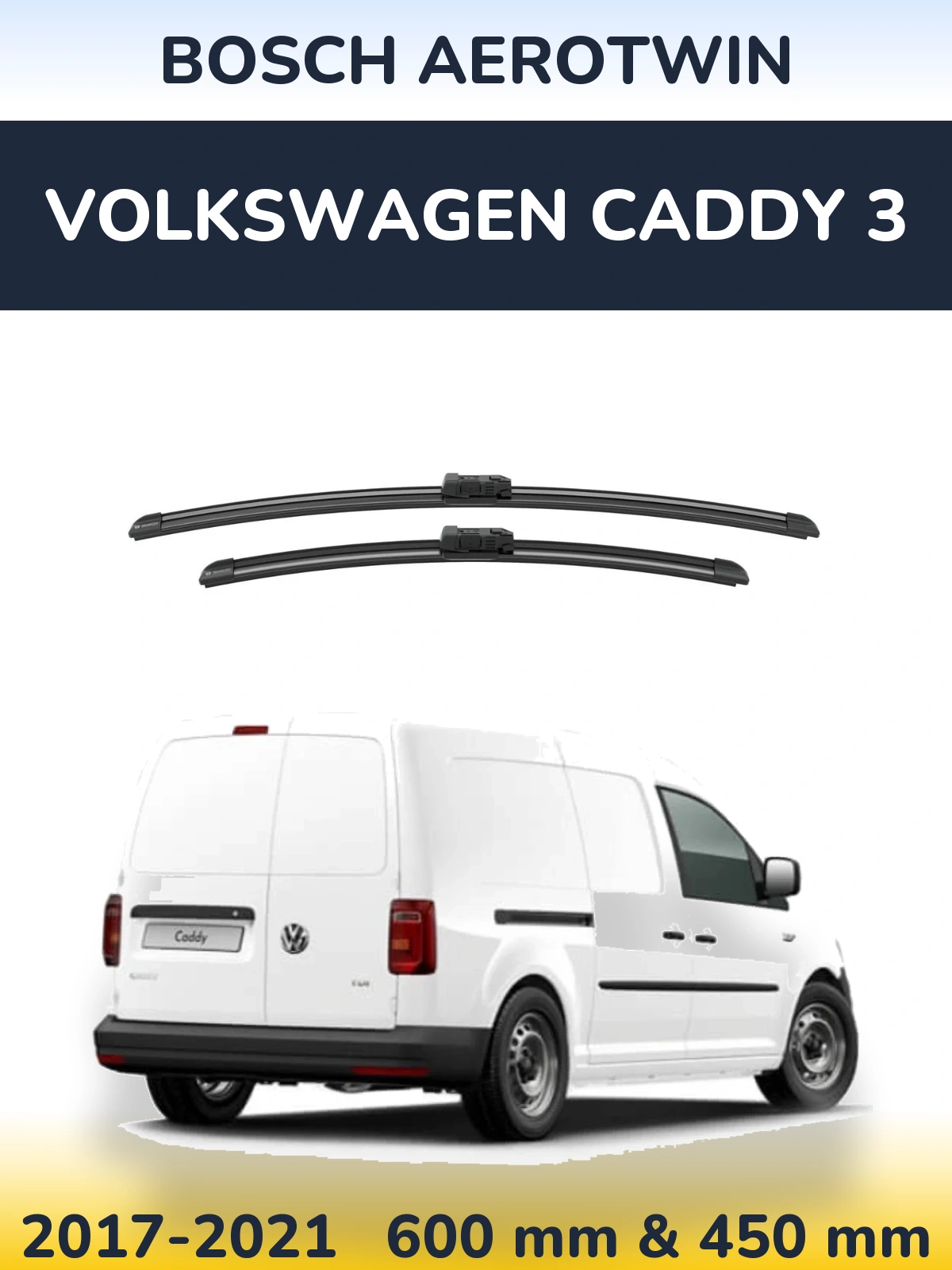Sada předních stěračů BOSCH AeroTwin 600 a 450 mm pro Volkswagen Caddy 3 2017-2021