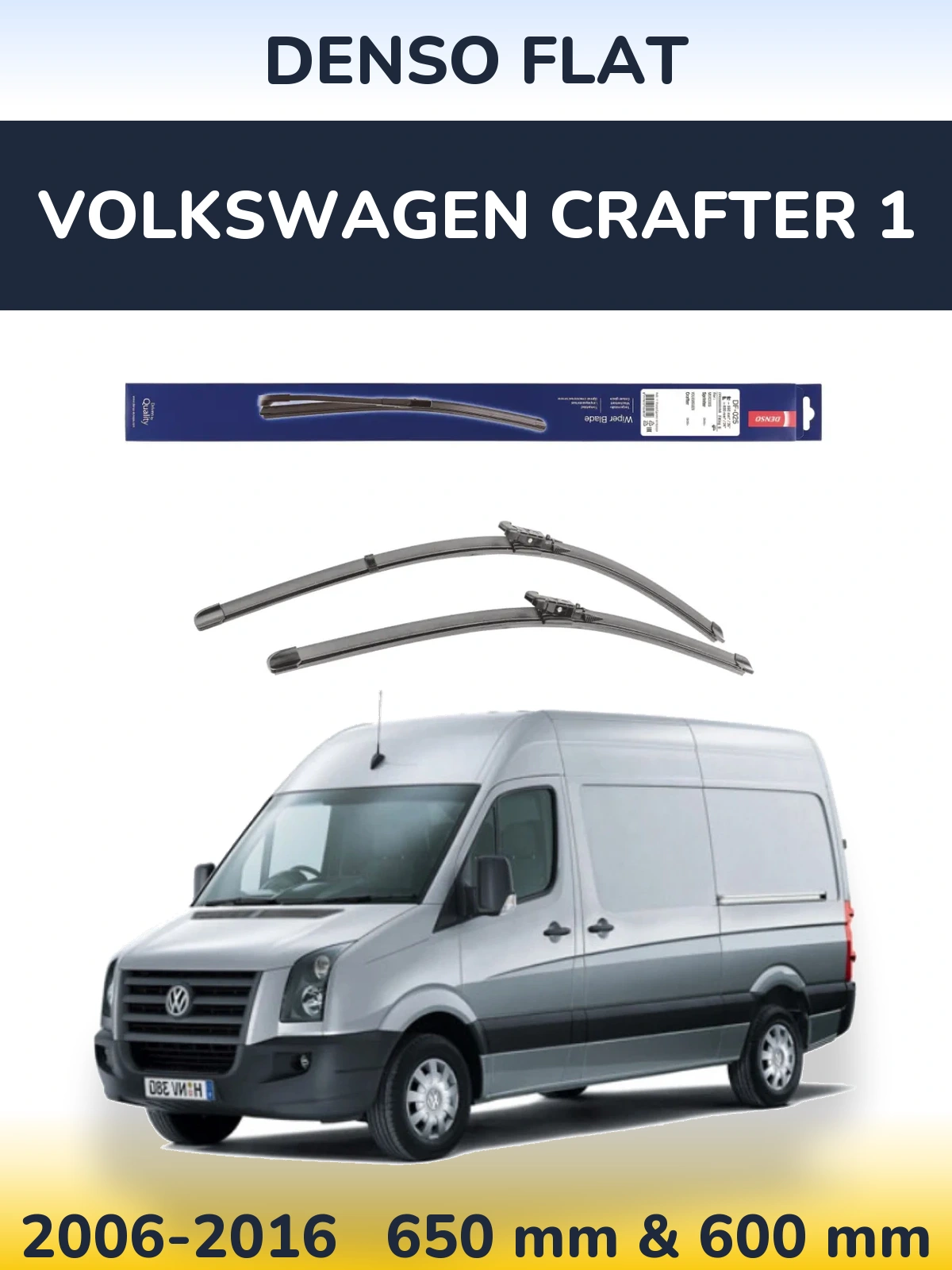 Sada předních stěračů Denso Flat 650 a 600 mm pro Volkswagen Crafter 1 2006-2016