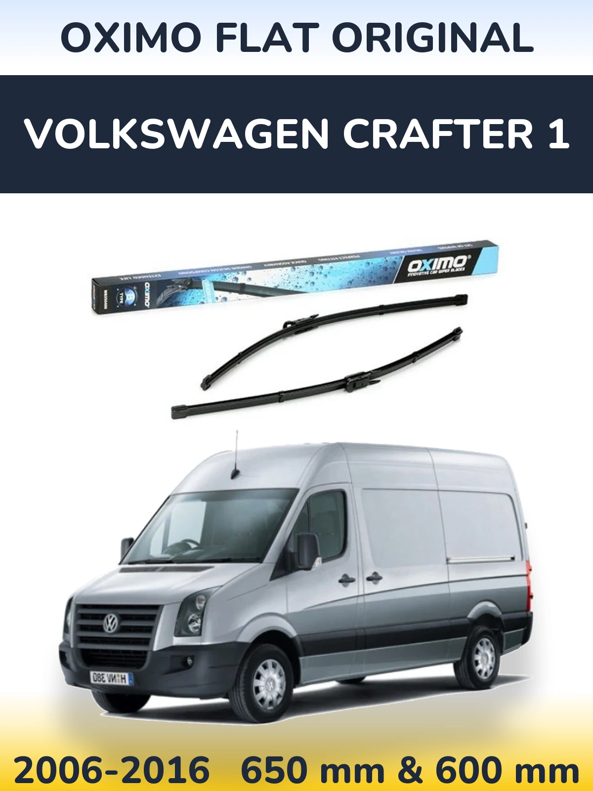 Sada předních stěračů Oximo Flat Original 650 a 600 mm pro Volkswagen Crafter 1 2006-2016