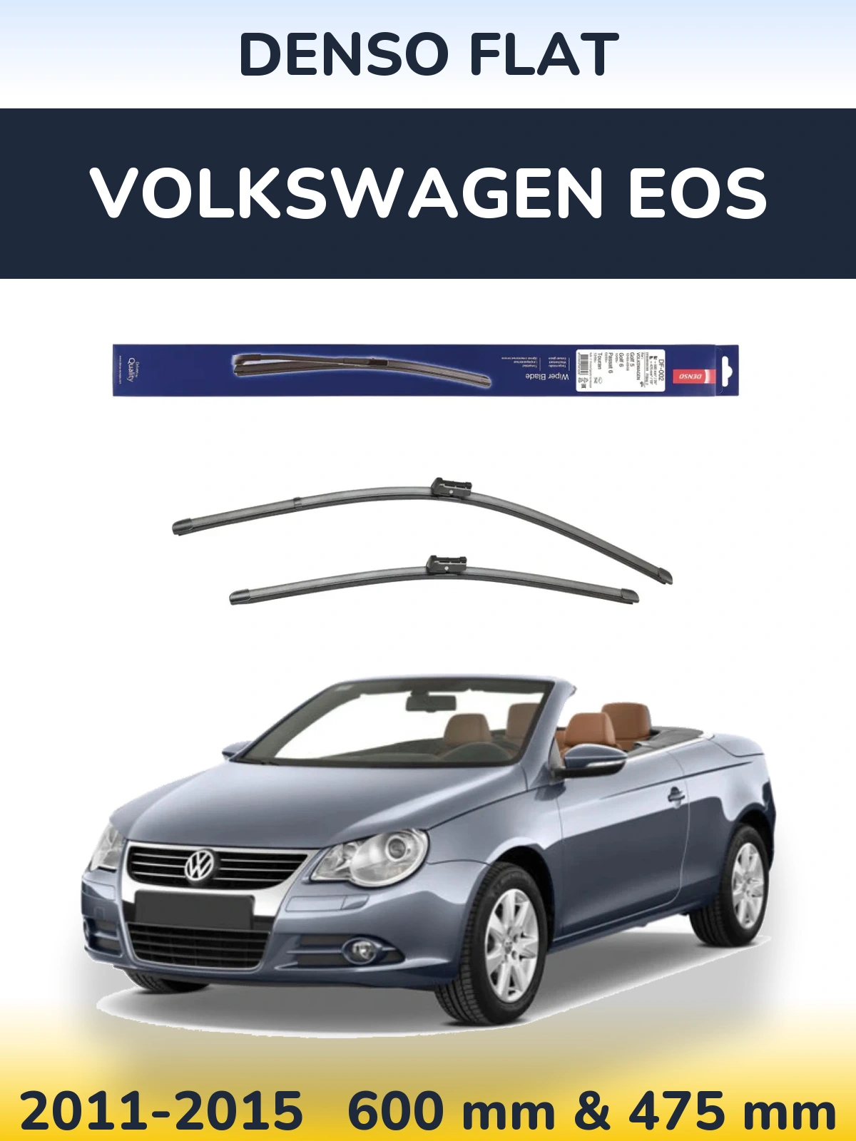 Sada předních stěračů Denso Flat 600 a 475 mm pro Volkswagen EOS 2011-2015