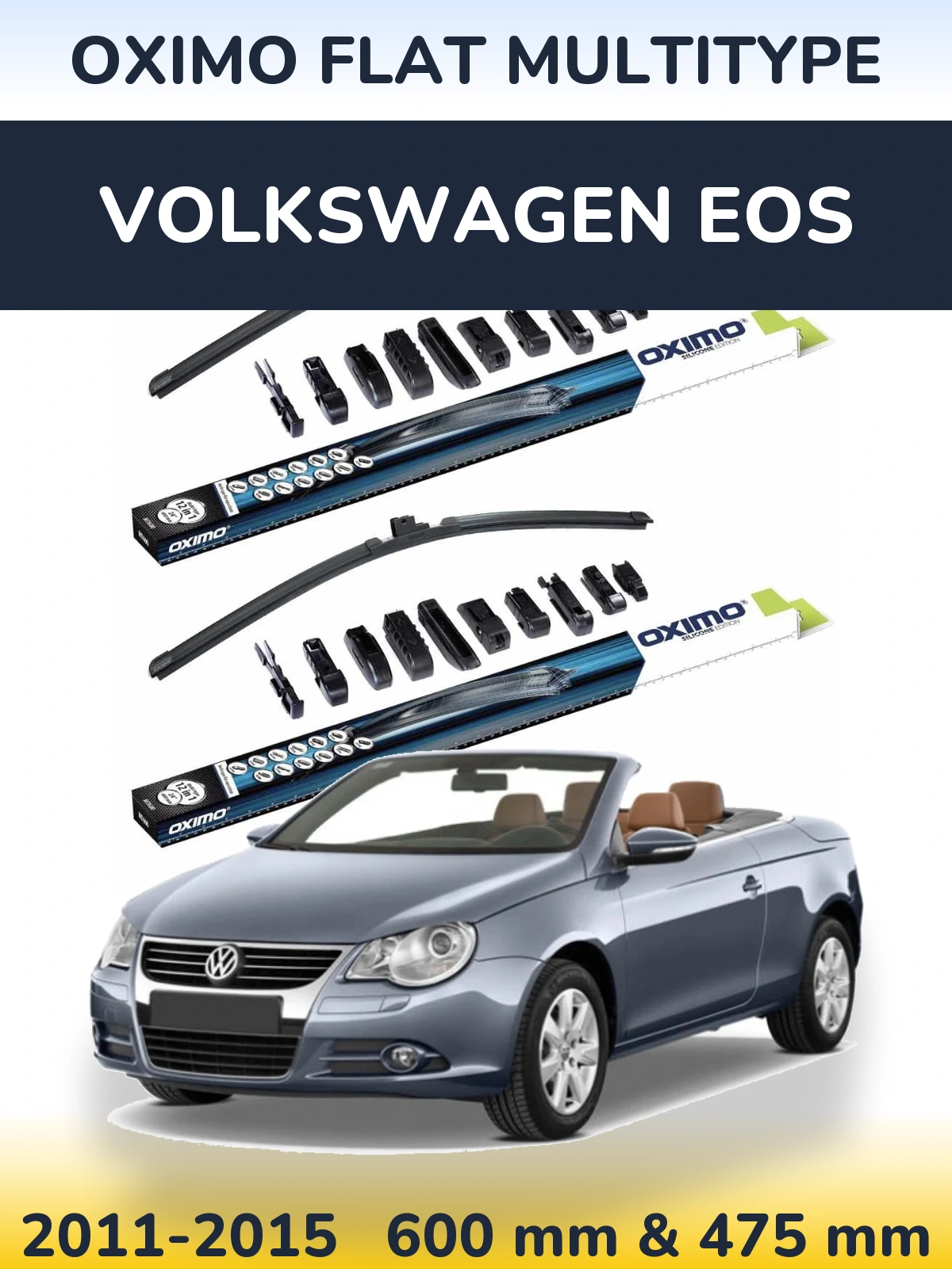 Sada předních stěračů Oximo Flat MultiType 600 a 475 mm pro Volkswagen EOS 2011-2015