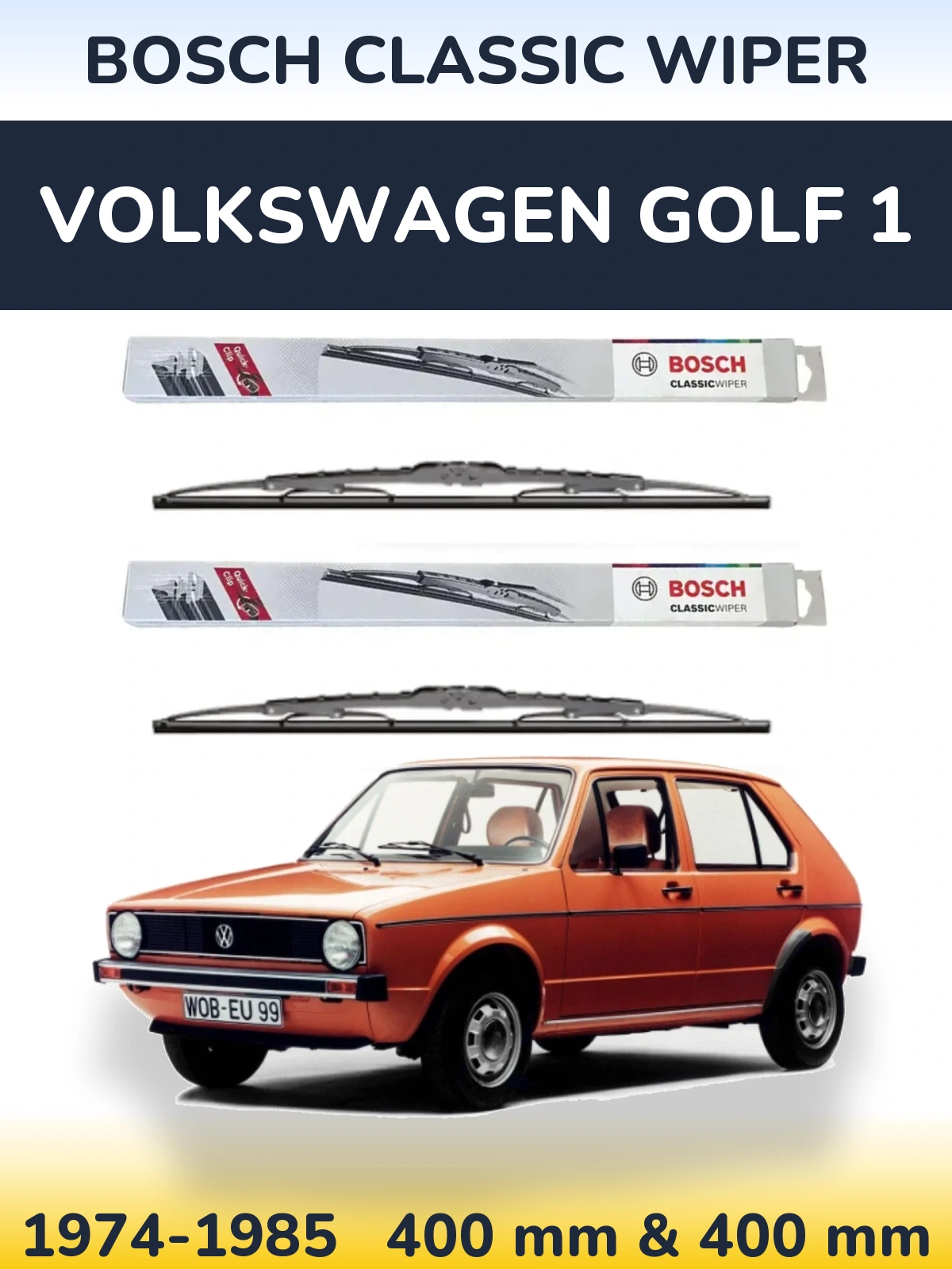 Sada předních stěračů BOSCH Classic Wiper 400 a 400 mm pro Volkswagen Golf 1 1974-1985