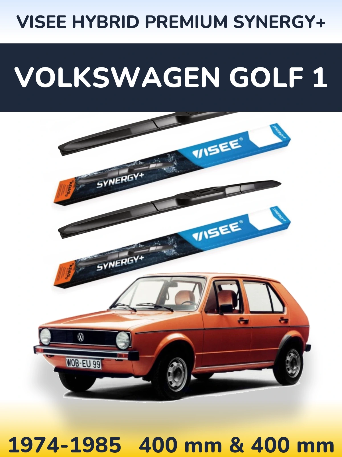 Sada předních stěračů VISEE HYBRID PREMIUM SYNERGY+ 400 a 400 mm pro Volkswagen Golf 1 1974-1985