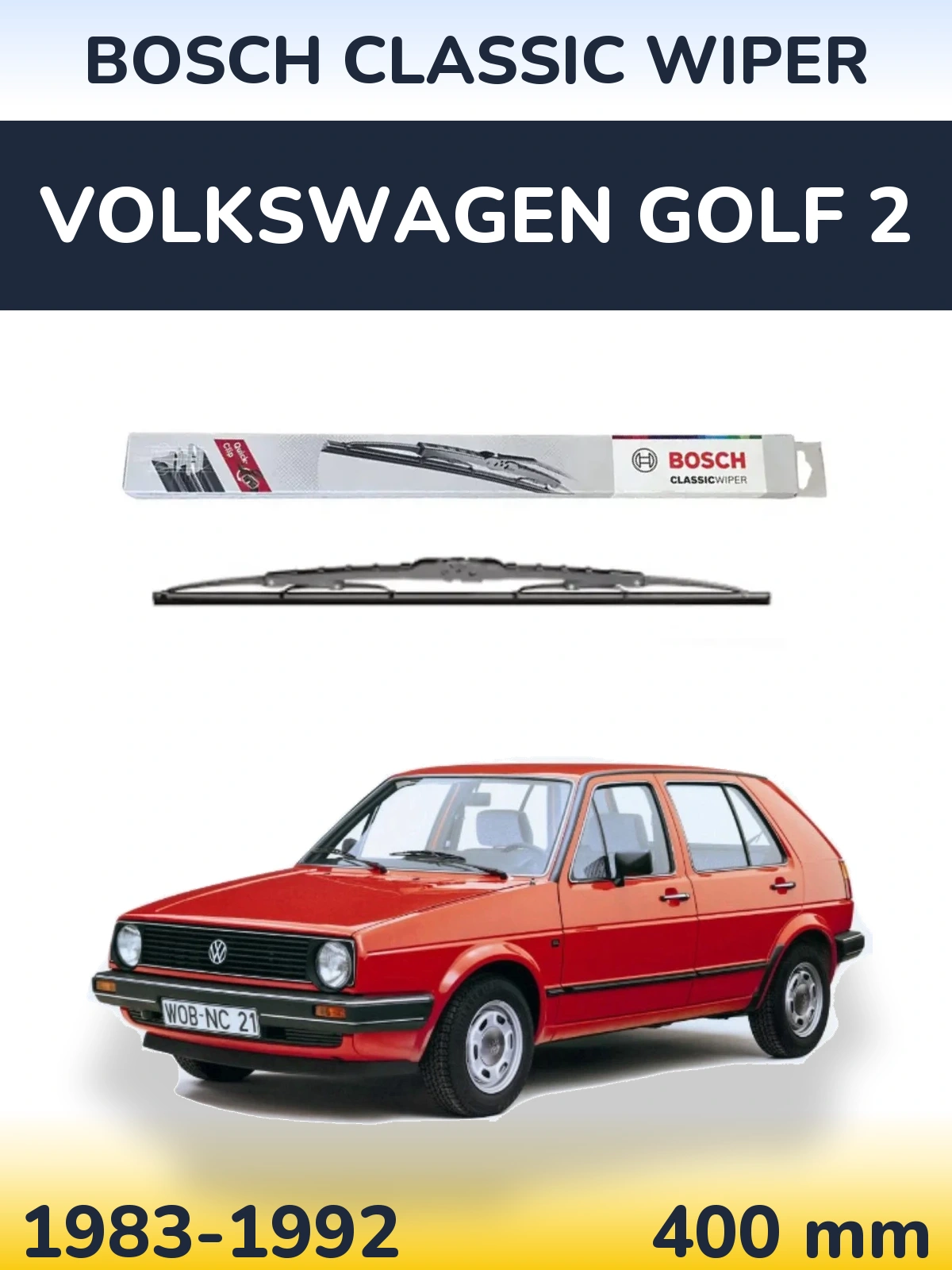 Zadní stěrač BOSCH Classic Wiper 400 mm pro Volkswagen Golf 2 1983-1992