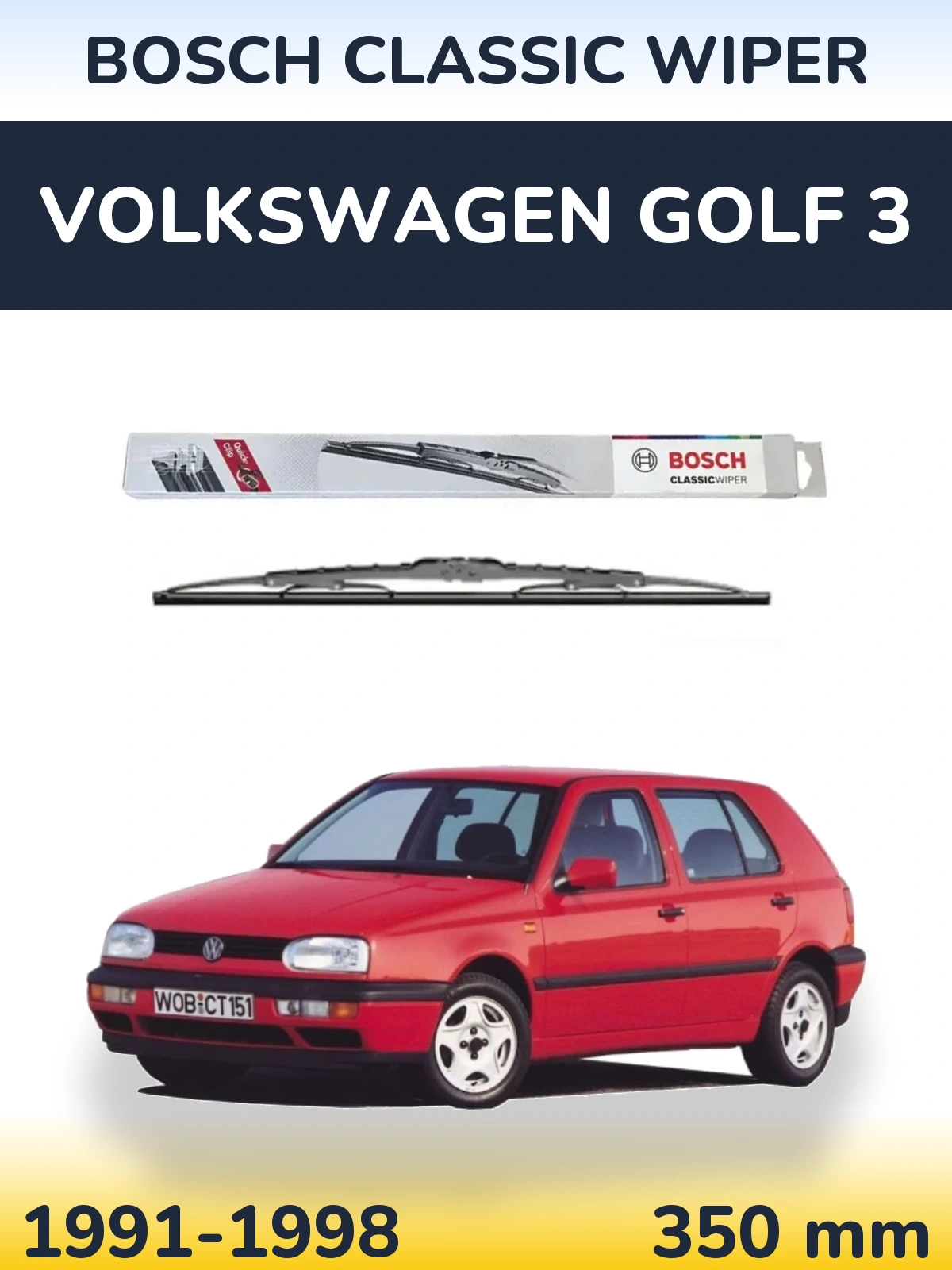 Zadní stěrač BOSCH Classic Wiper 340 mm pro Volkswagen Golf 3 1991-1998