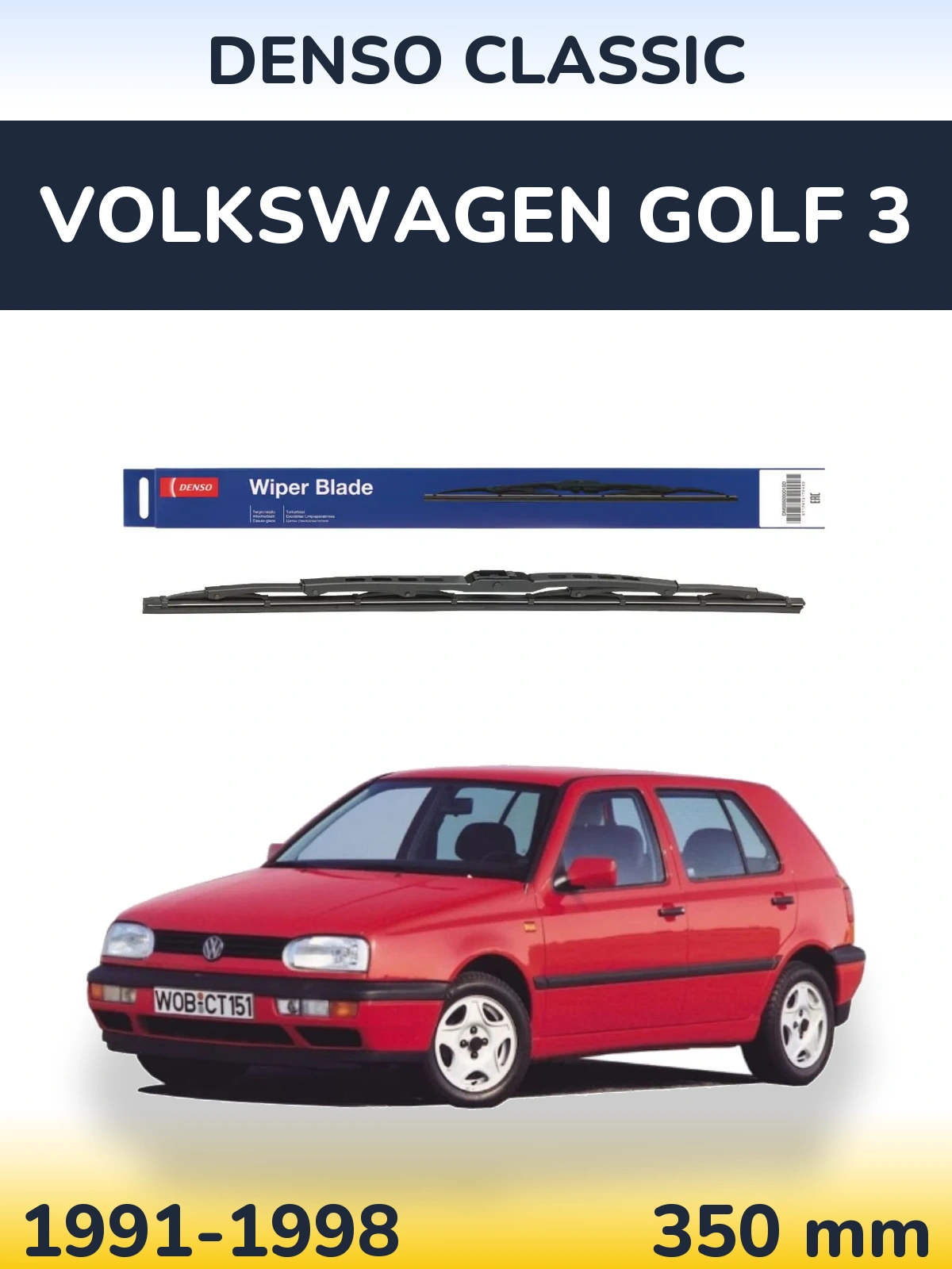 Zadní stěrač Denso Classic 350 mm pro Volkswagen Golf 3 1991-1998