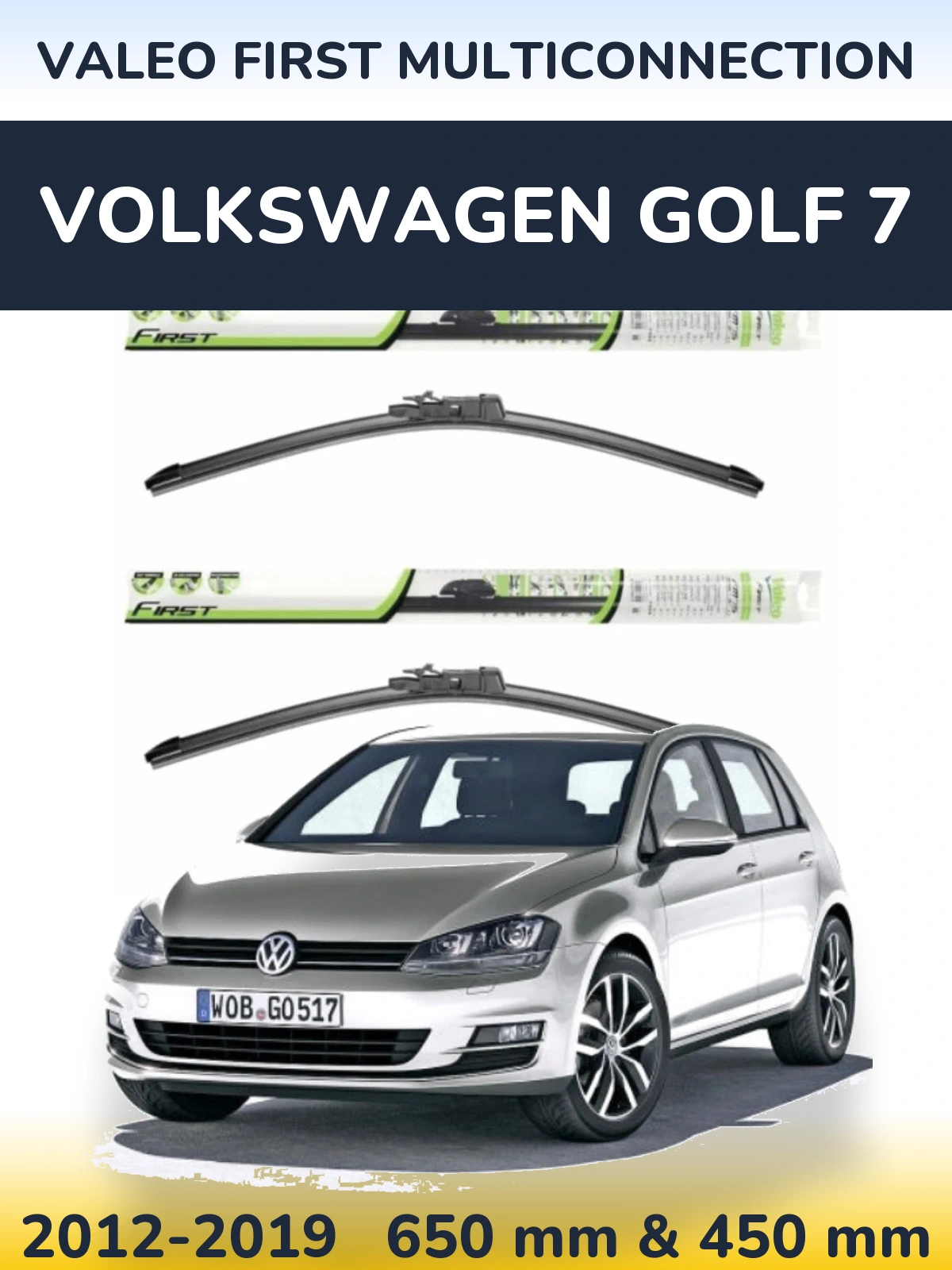 Sada předních stěračů Valeo First MultiConnection 650 a 450 mm pro Volkswagen Golf 7 2012-2019