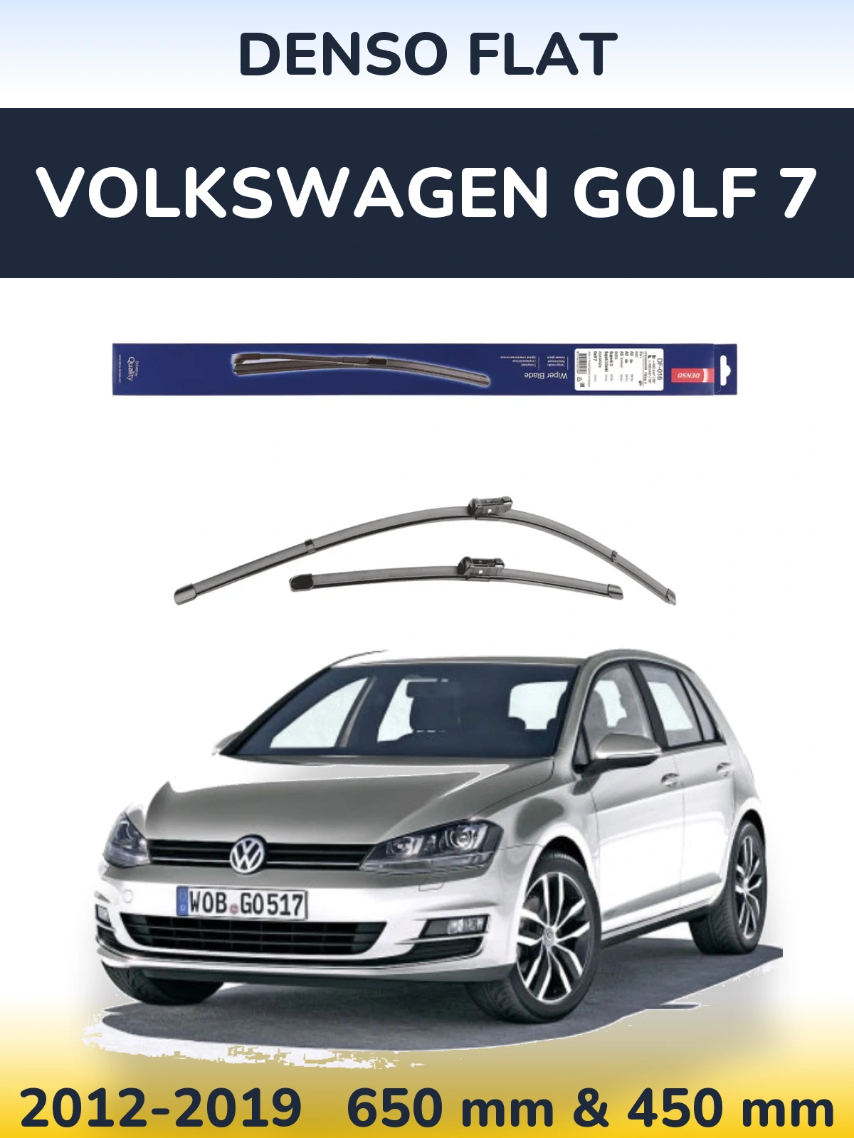 Комплект передніх щіток Denso Flat 650 & 450 мм для Volkswagen Golf 7 2012-2019