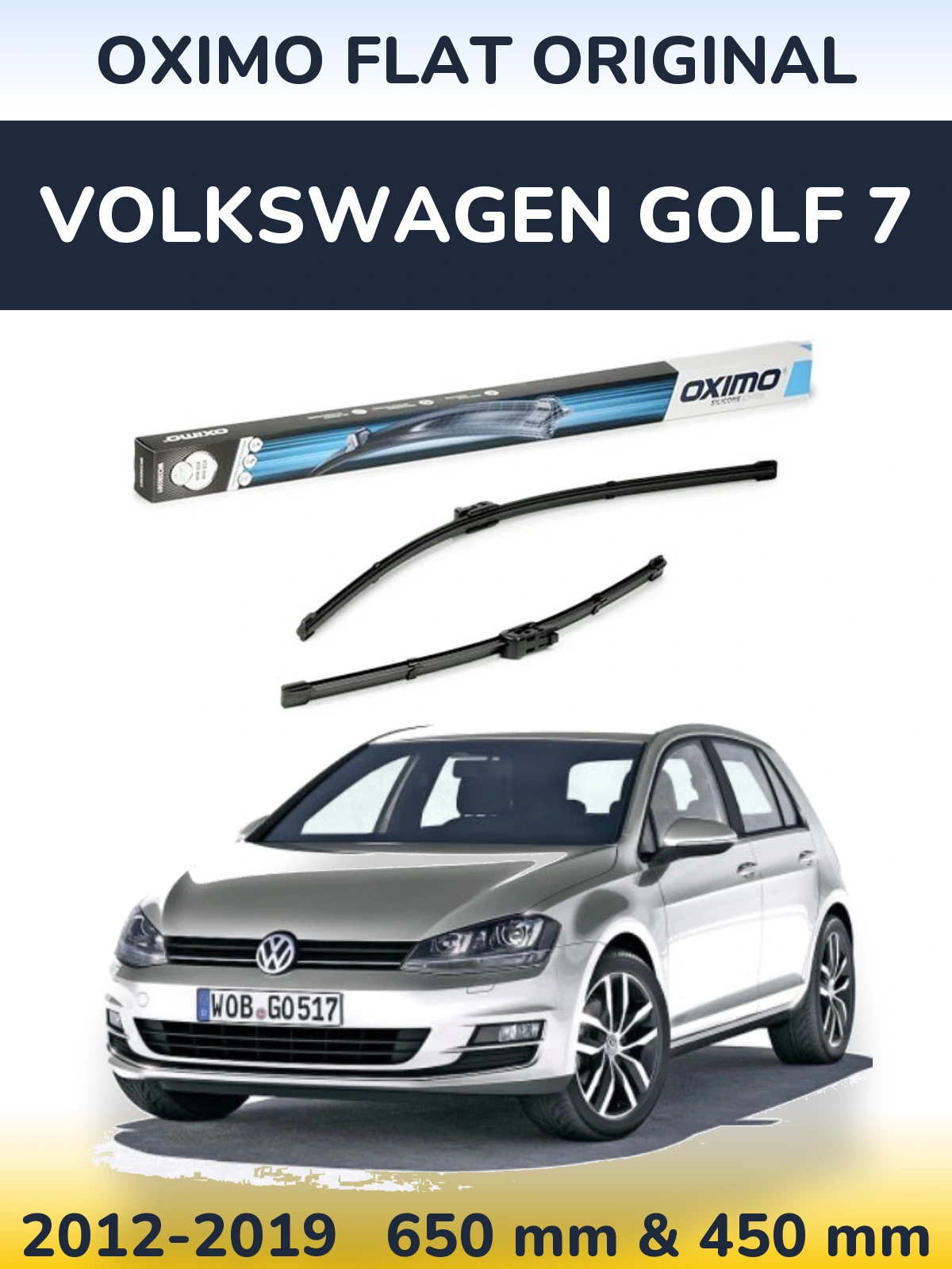 Sada předních stěračů Oximo Flat Original 650 a 450 mm pro Volkswagen Golf 7 2012-2019