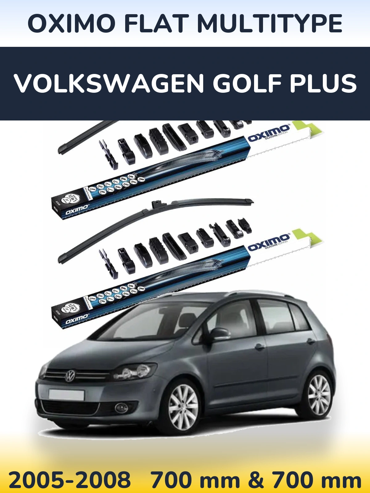 Sada předních stěračů Oximo Flat MultiType 700 a 700 mm pro Volkswagen Golf Plus 2005-2008