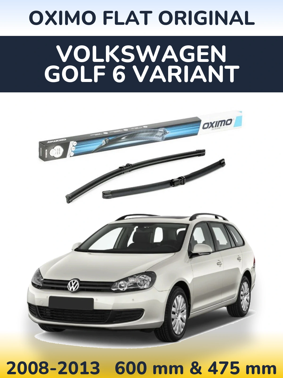 Sada předních stěračů Oximo Flat Original 600 a 475 mm pro Volkswagen Golf 6 Variant 2008-2013