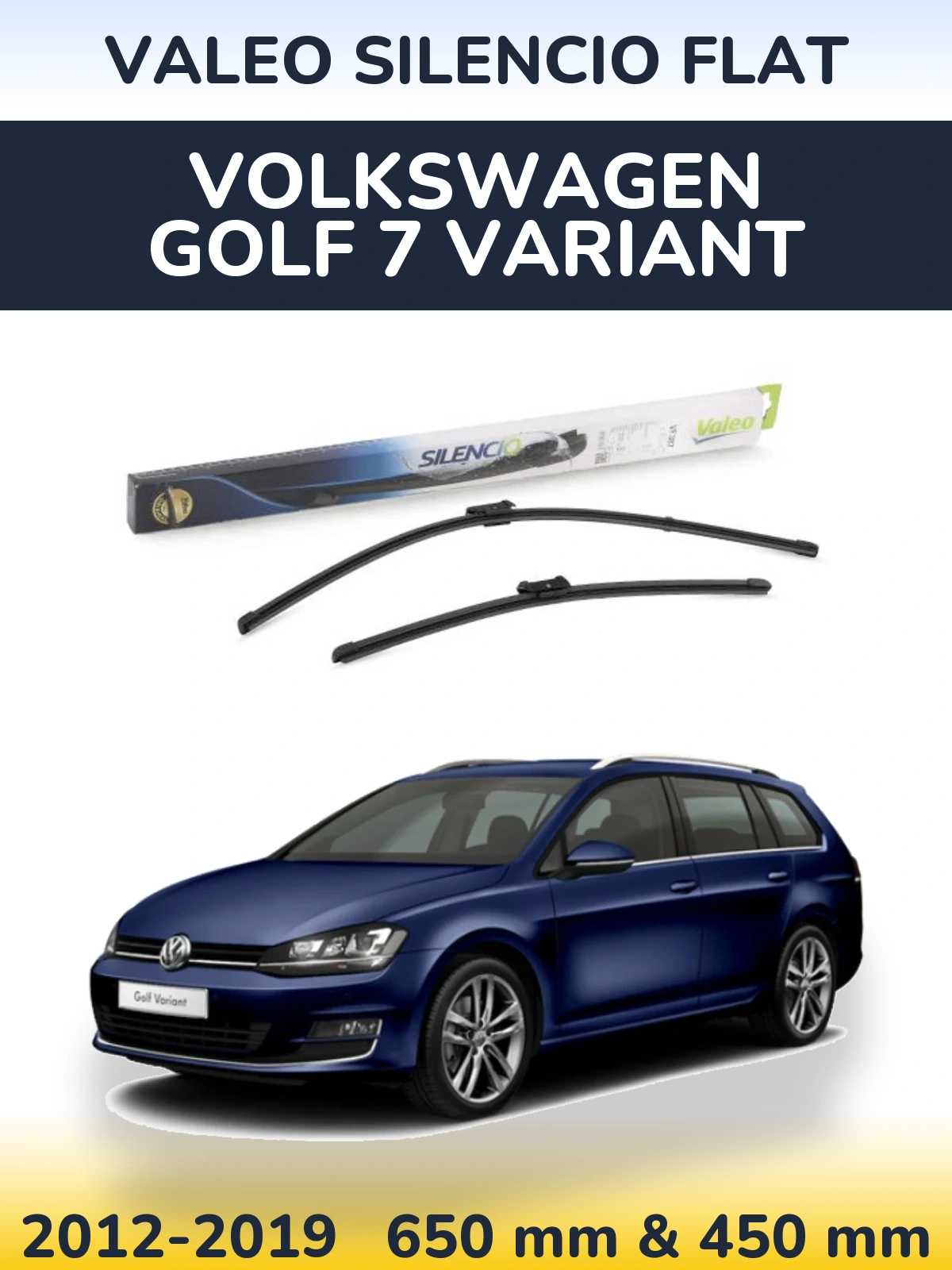 Sada předních stěračů Valeo Silencio Flat 650 a 450 mm pro Volkswagen Golf 7 Variant 2012-2019