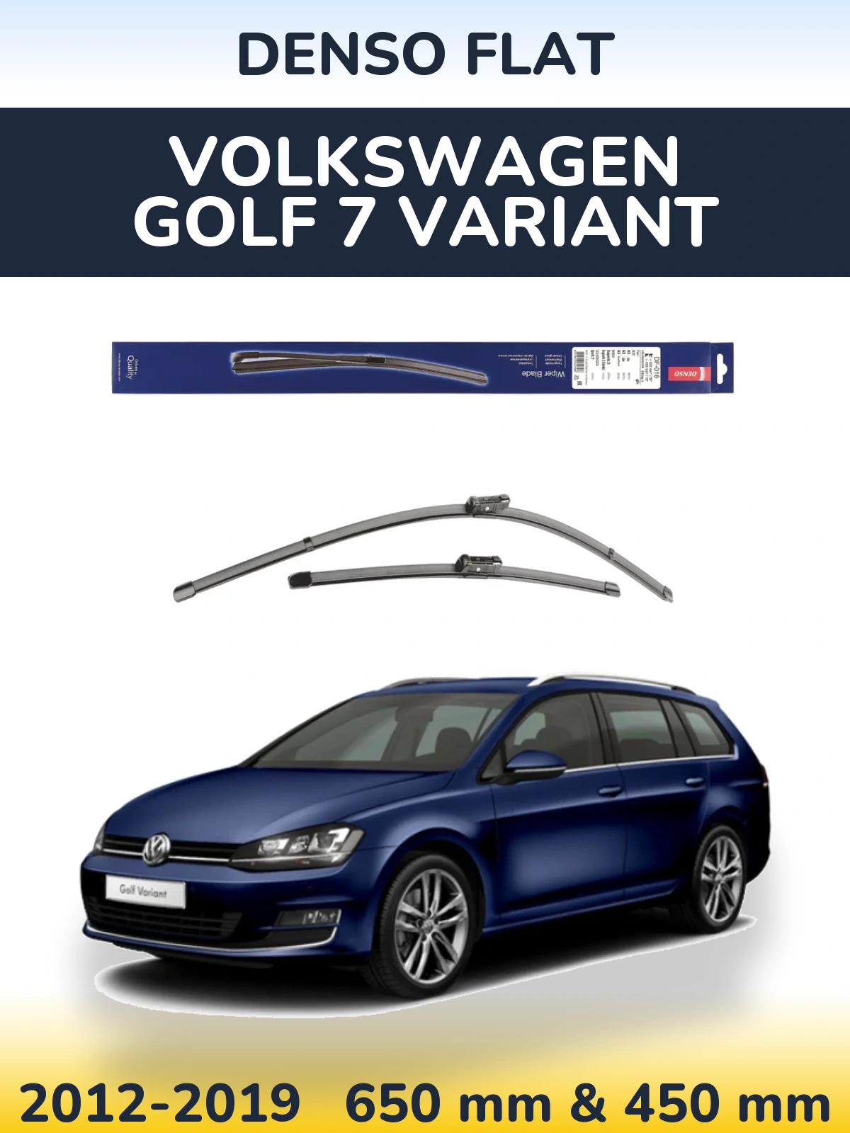Комплект передніх щіток Denso Flat 650 & 450 мм для Volkswagen Golf 7 Variant 2012-2019