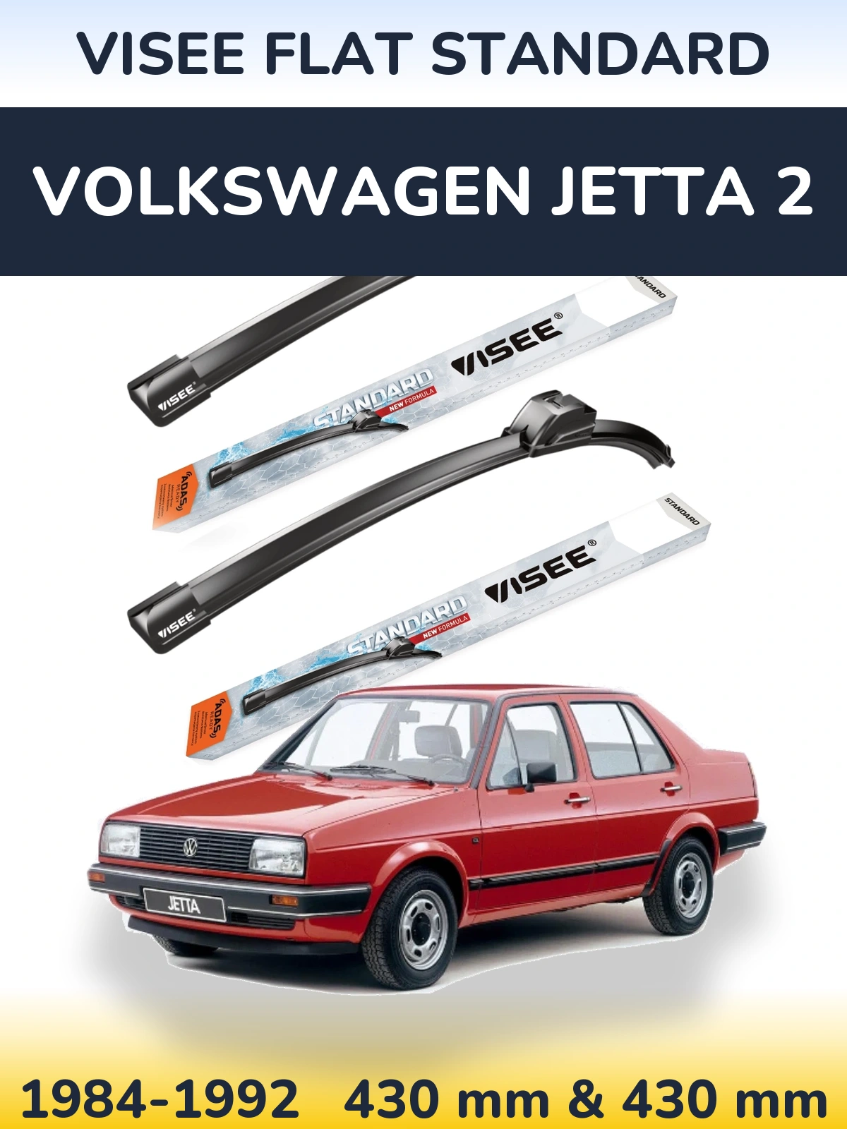 Sada předních stěračů VISEE FLAT STANDARD 430 a 430 mm pro Volkswagen Jetta 2 1984-1992