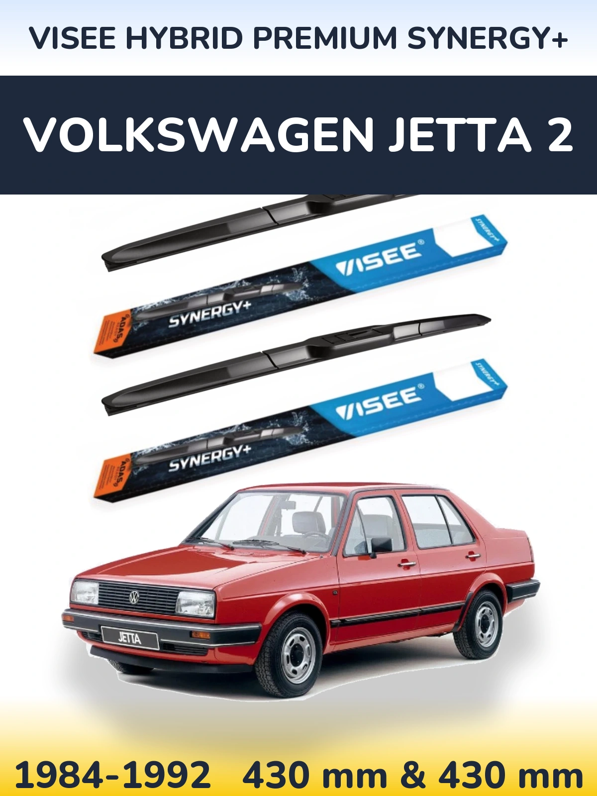 Sada předních stěračů VISEE HYBRID PREMIUM SYNERGY+ 430 a 430 mm pro Volkswagen Jetta 2 1984-1992