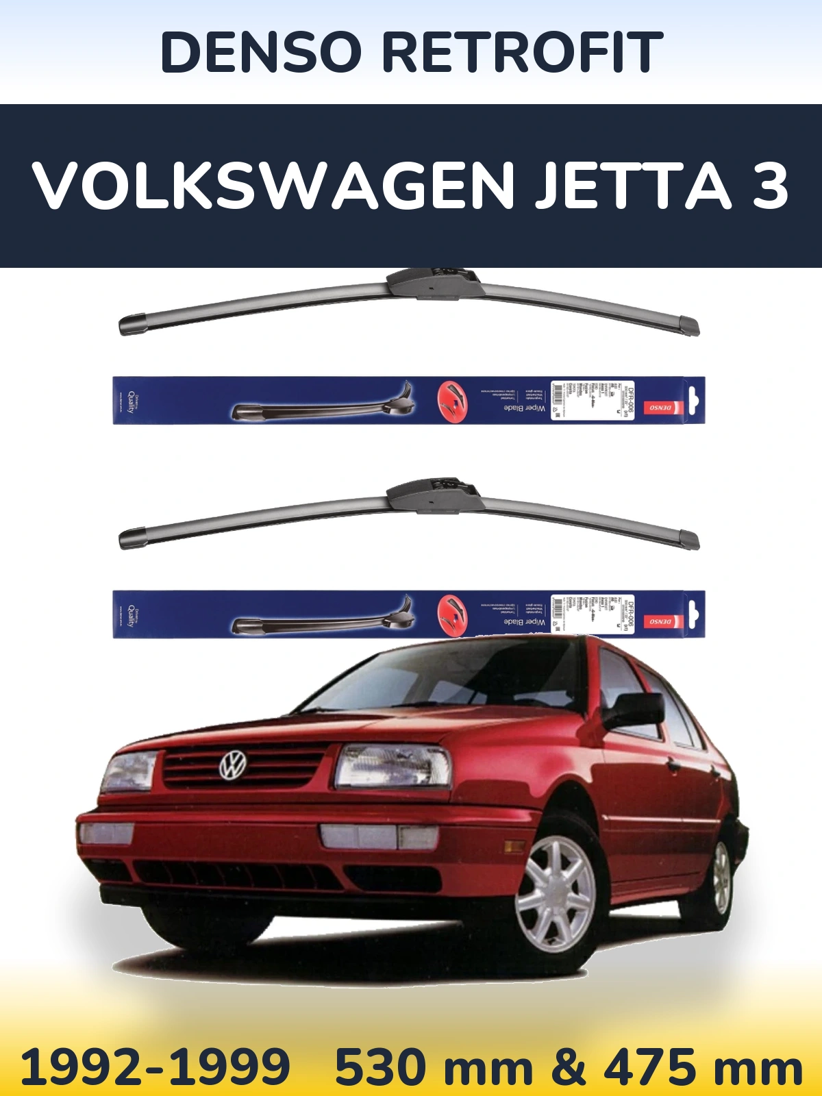 Sada předních stěračů Denso Retrofit 530 a 475 mm pro Volkswagen Jetta 3 1992-1999