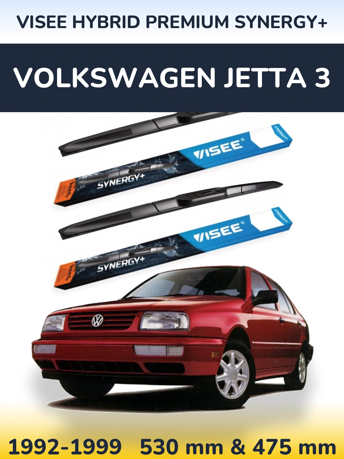 Sada předních stěračů VISEE HYBRID PREMIUM SYNERGY+ 530 a 475 mm pro Volkswagen Jetta 3 1992-1999