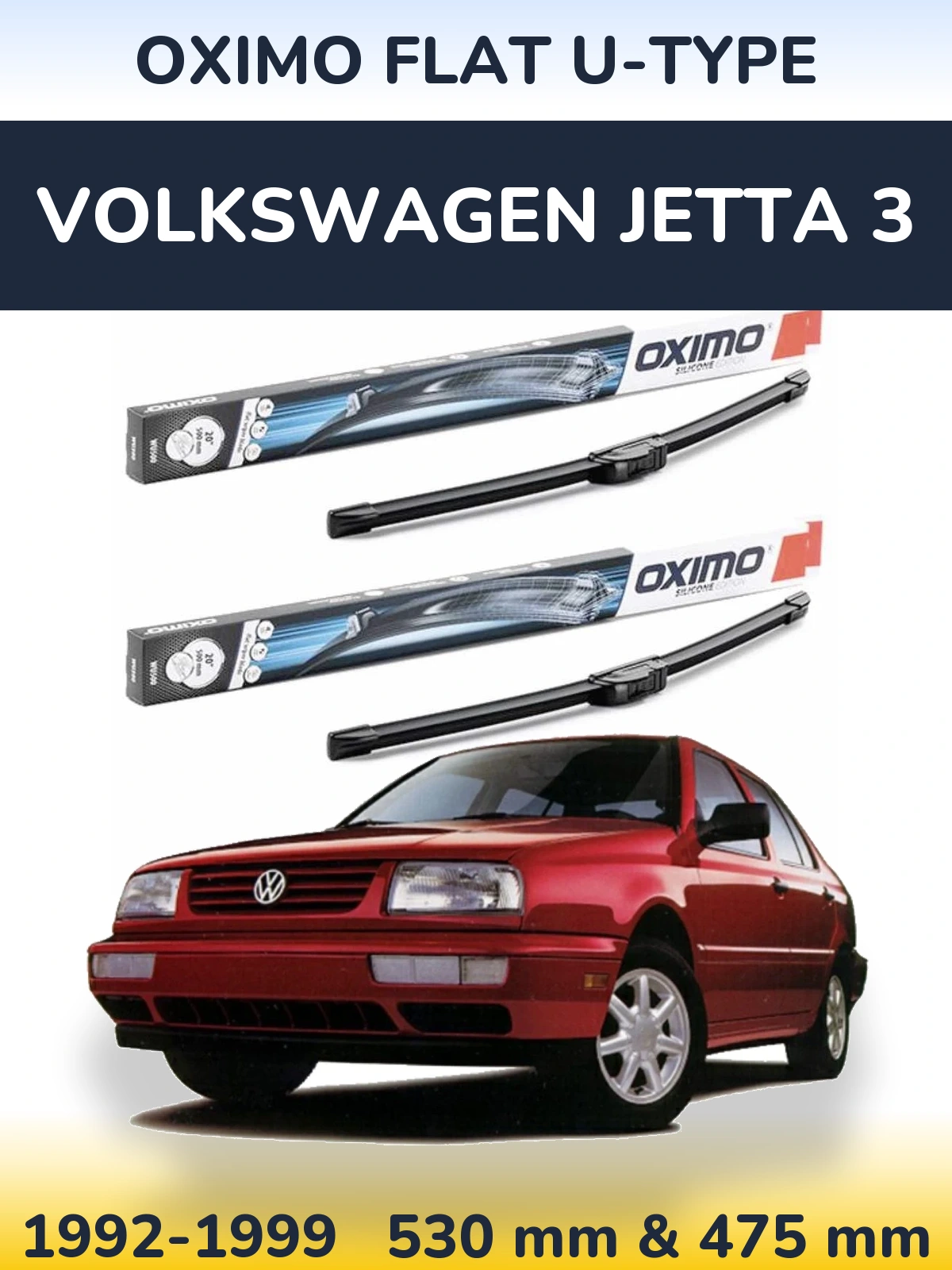 Sada předních stěračů Oximo Flat U-type 530 a 475 mm pro Volkswagen Jetta 3 1992-1999