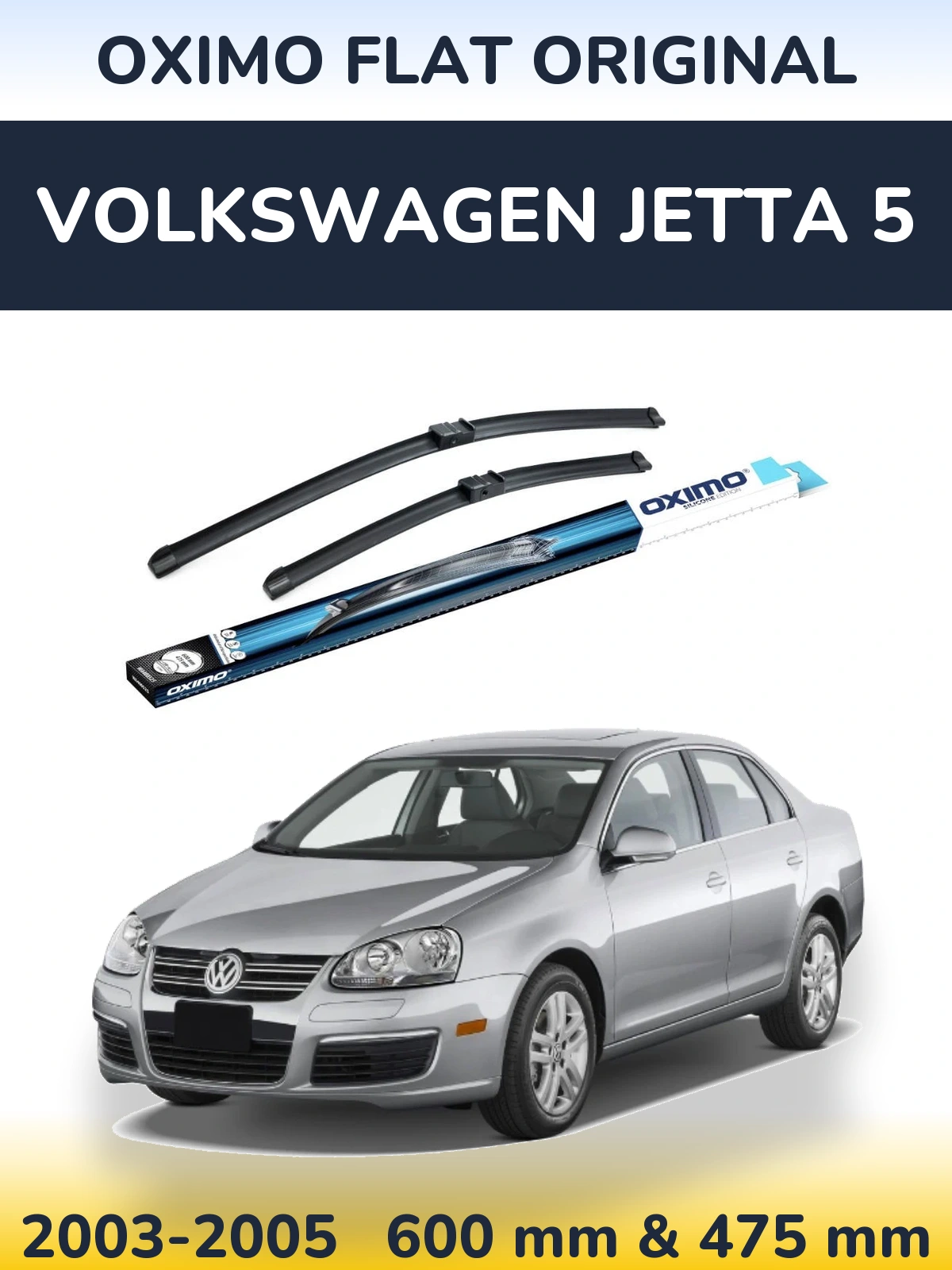 Sada předních stěračů Oximo Flat Original 600 a 475 mm pro Volkswagen Jetta 5 2003-2005