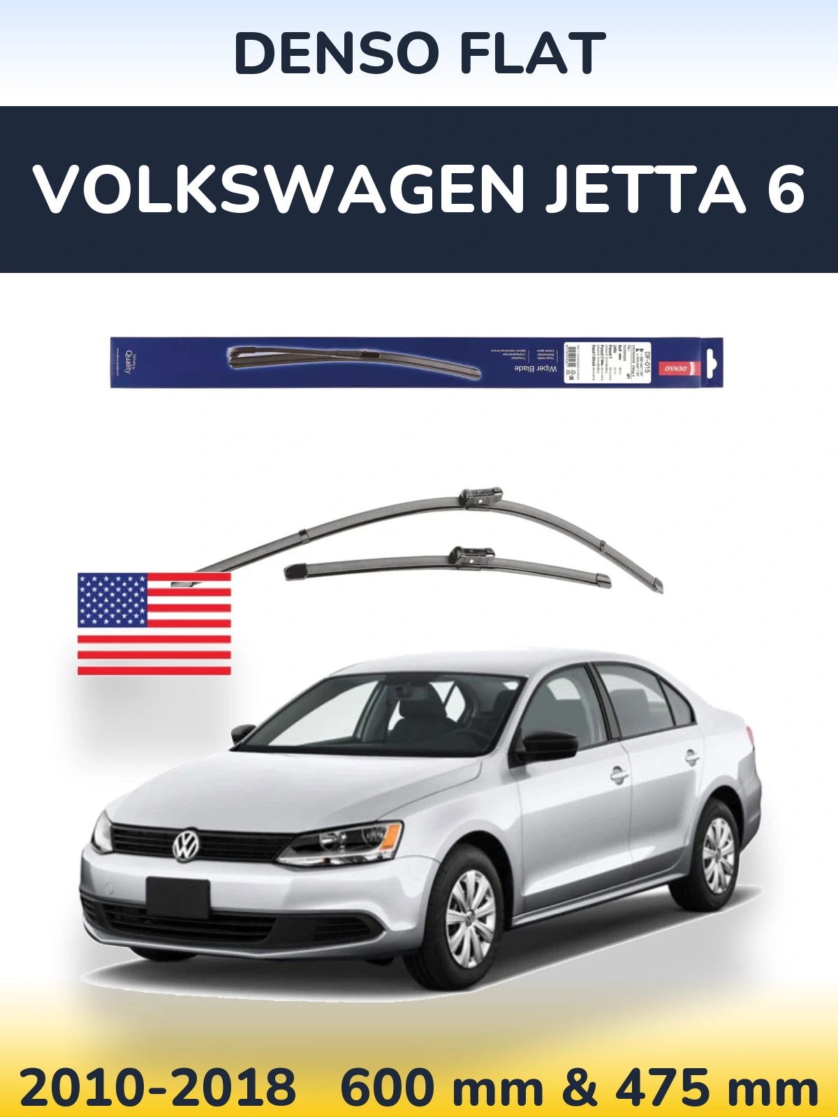 Sada předních stěračů Denso Flat 600 a 475 mm pro Volkswagen Jetta 6 2010-2018