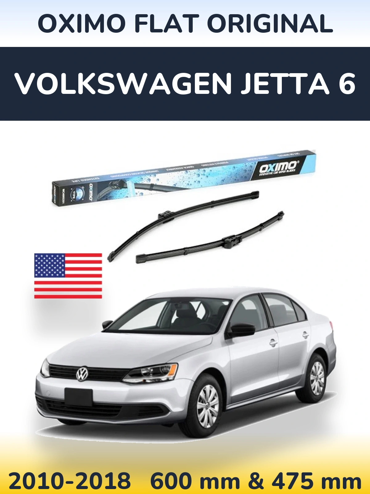 Sada předních stěračů Oximo Flat Original 600 a 475 mm pro Volkswagen Jetta 6 2010-2018
