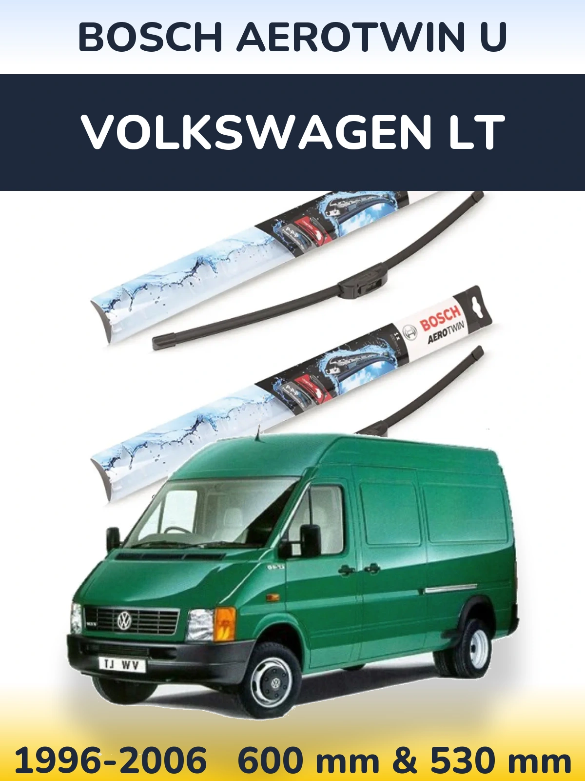 Sada předních stěračů BOSCH AeroTwin U 600 a 530 mm pro Volkswagen LT 1996-2006