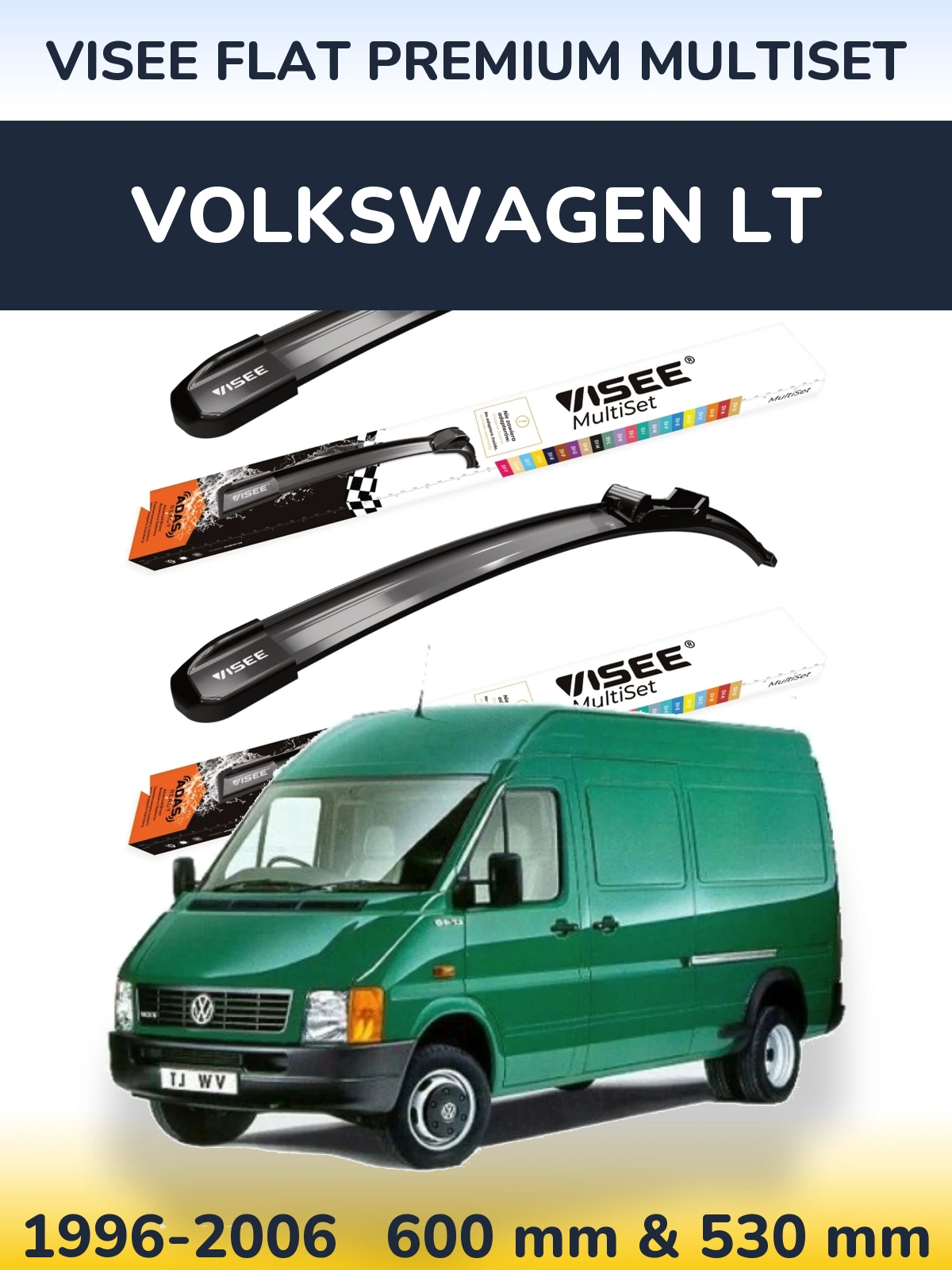 Sada předních stěračů VISEE FLAT PREMIUM MultiSet 600 a 530 mm pro Volkswagen LT 1996-2006