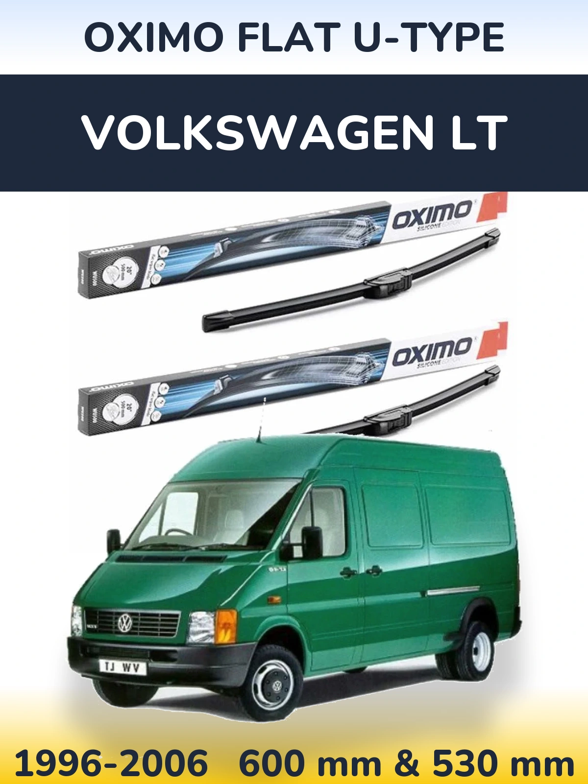 Sada předních stěračů Oximo Flat U-type 600 a 530 mm pro Volkswagen LT 1996-2006