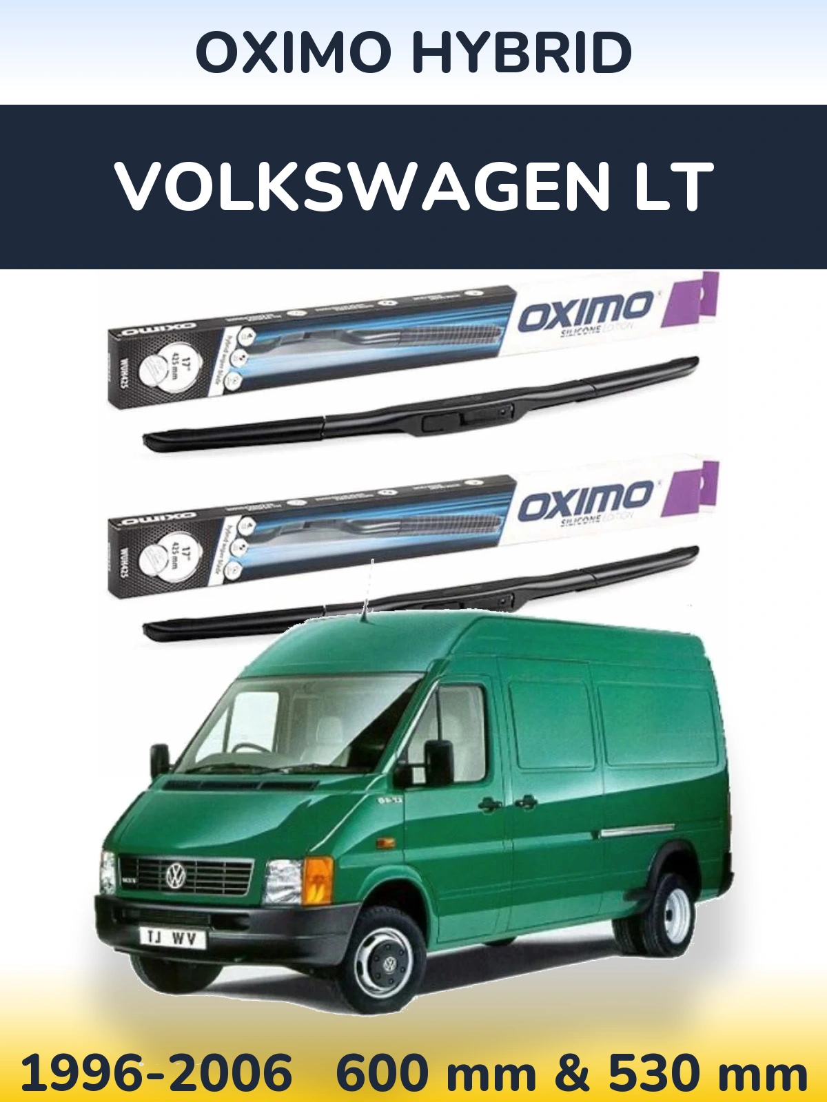 Sada předních stěračů Oximo Hybrid 600 a 530 mm pro Volkswagen LT 1996-2006