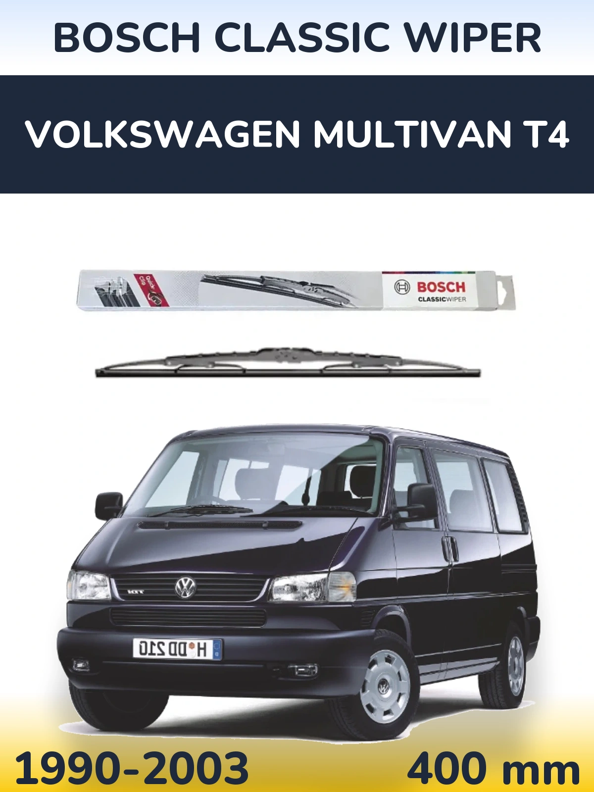 Zadní stěrač BOSCH Classic Wiper 400 mm pro Volkswagen Multivan T4 1990-2003