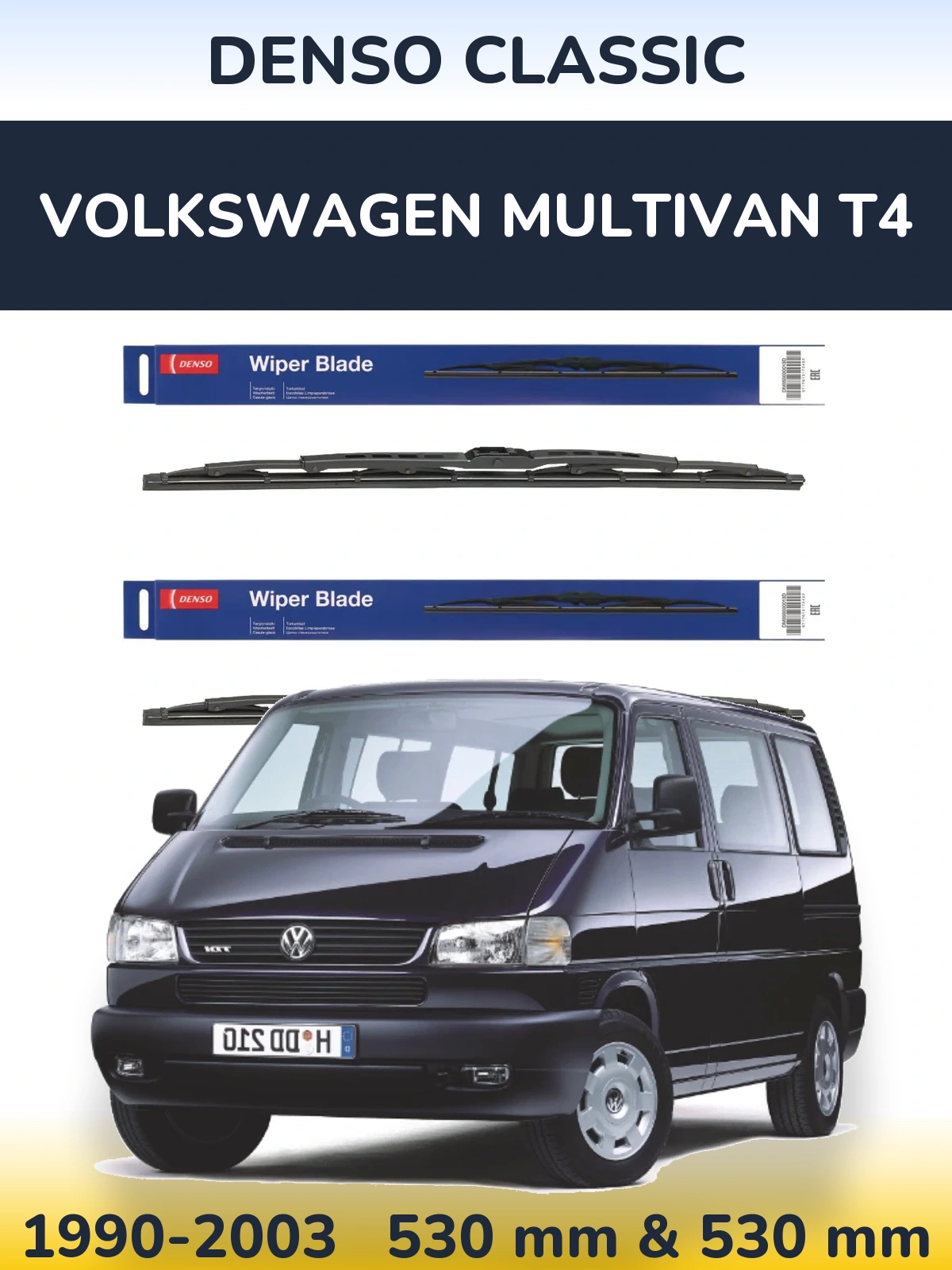 Sada předních stěračů Denso Classic 530 a 530 mm pro Volkswagen Multivan T4 1990-2003