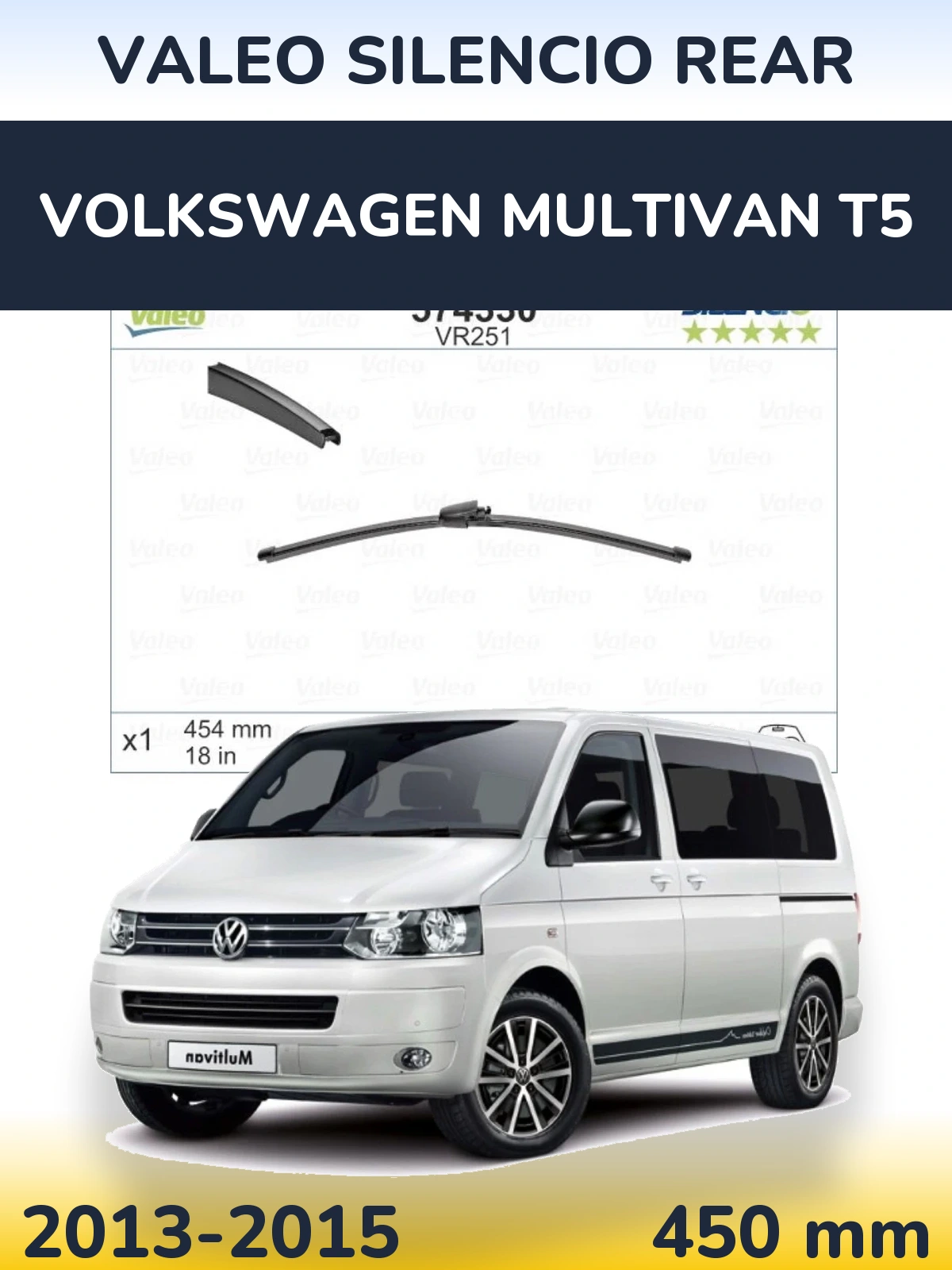 Zadní stěrač Valeo Silencio Rear 454 mm pro Volkswagen Multivan T5 2013-2015