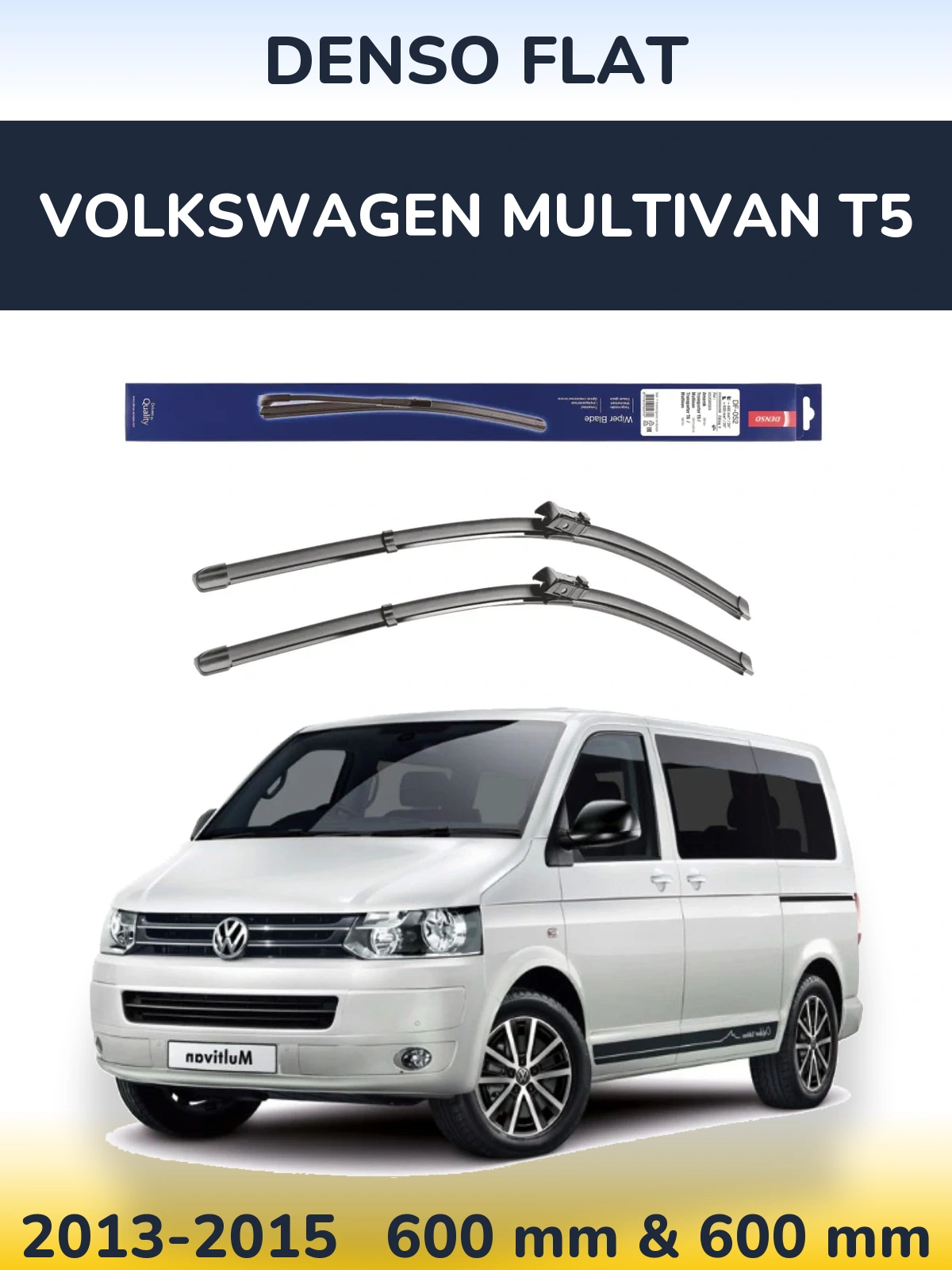 Sada předních stěračů Denso Flat 600 a 600 mm pro Volkswagen Multivan T5 2013-2015