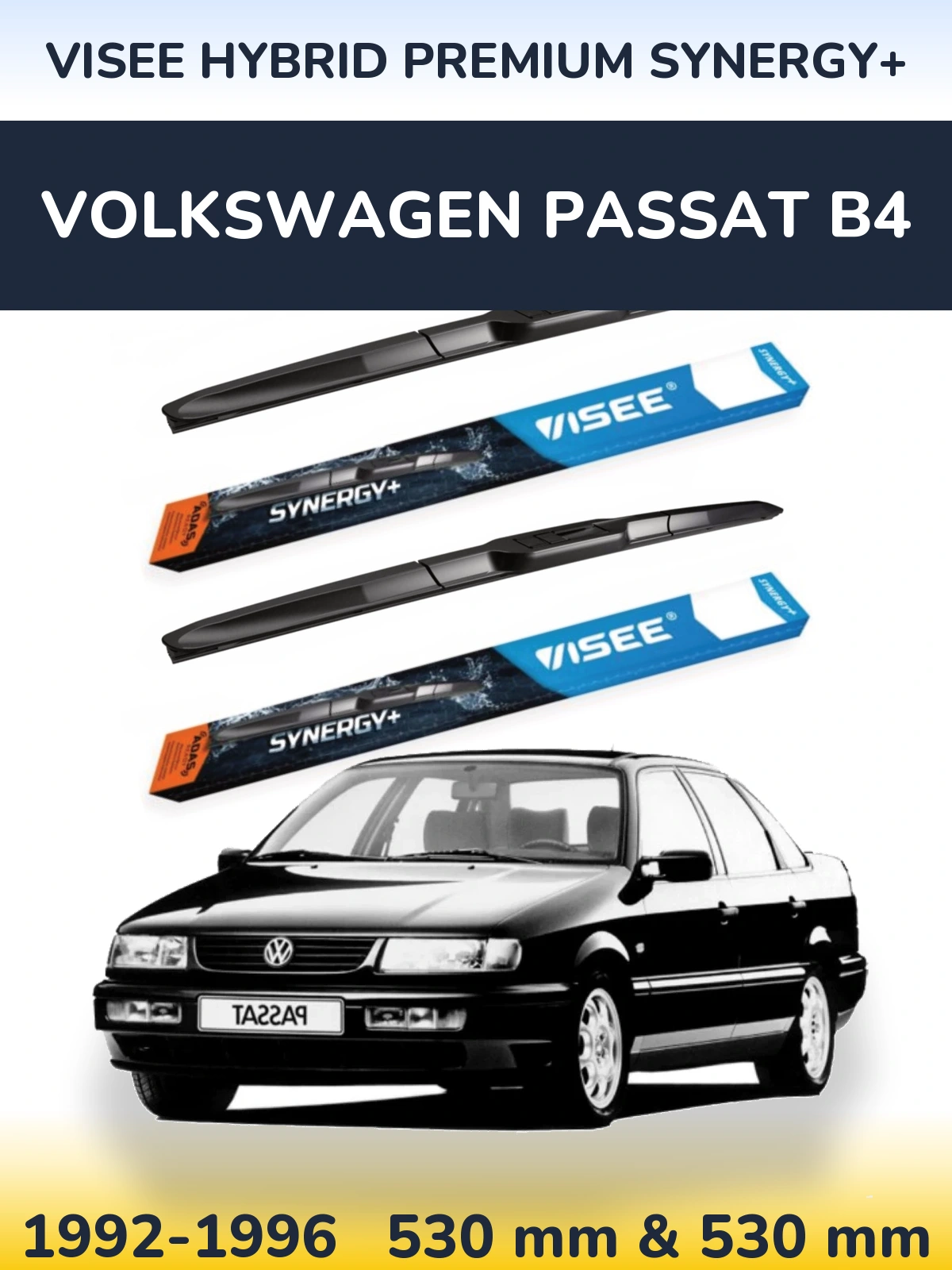 Sada předních stěračů VISEE HYBRID PREMIUM SYNERGY+ 530 a 530 mm pro Volkswagen Passat B4 1992-1996