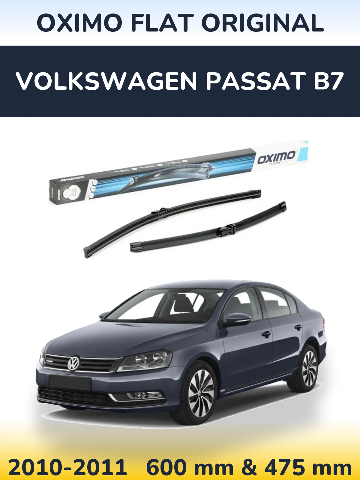 Sada předních stěračů Oximo Flat Original 600 a 475 mm pro Volkswagen Passat B7 2010-2011