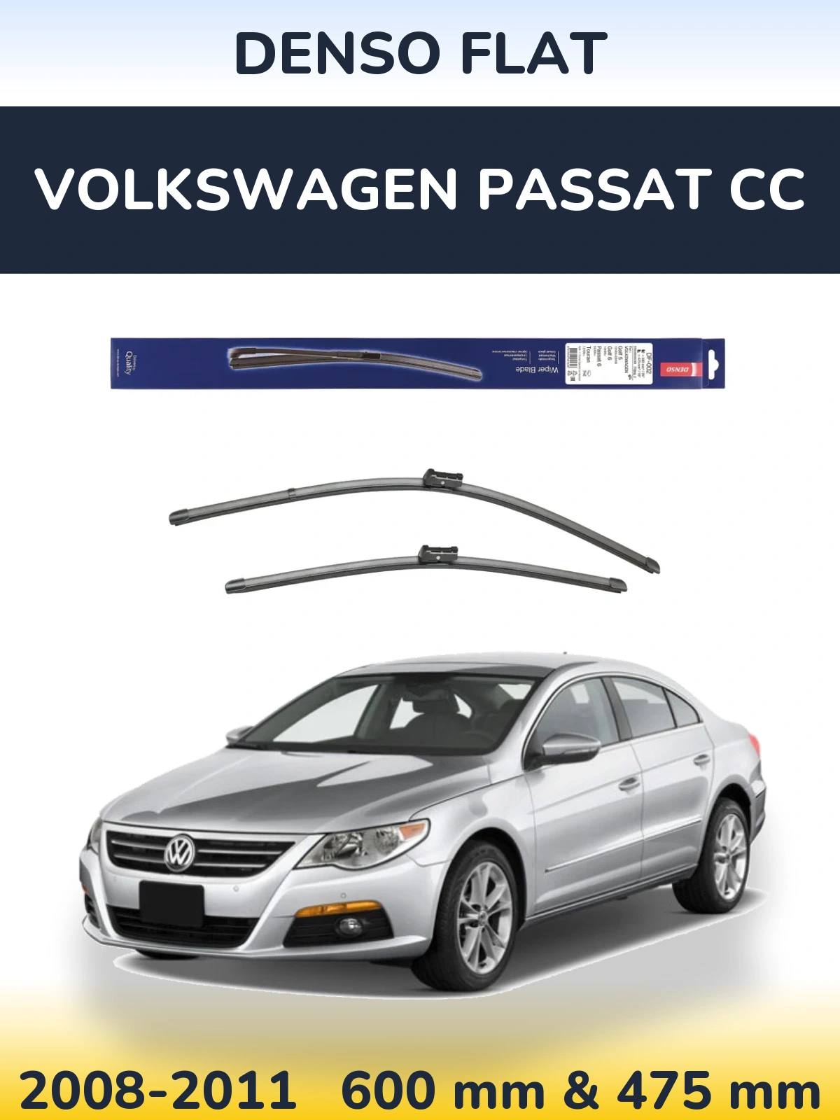 Sada předních stěračů Denso Flat 600 a 475 mm pro Volkswagen Passat CC 2008-2011