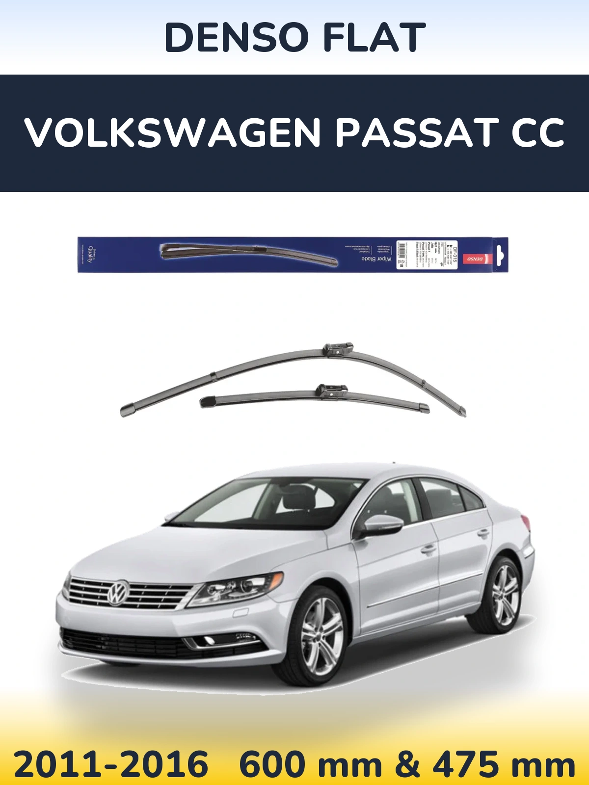Sada předních stěračů Denso Flat 600 a 475 mm pro Volkswagen Passat CC 2011-2016